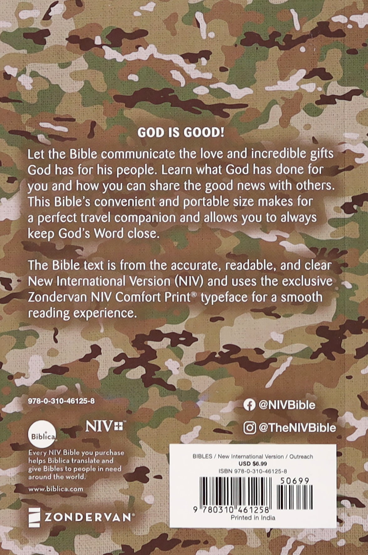 NIV Holy Bible Compact Military Camo