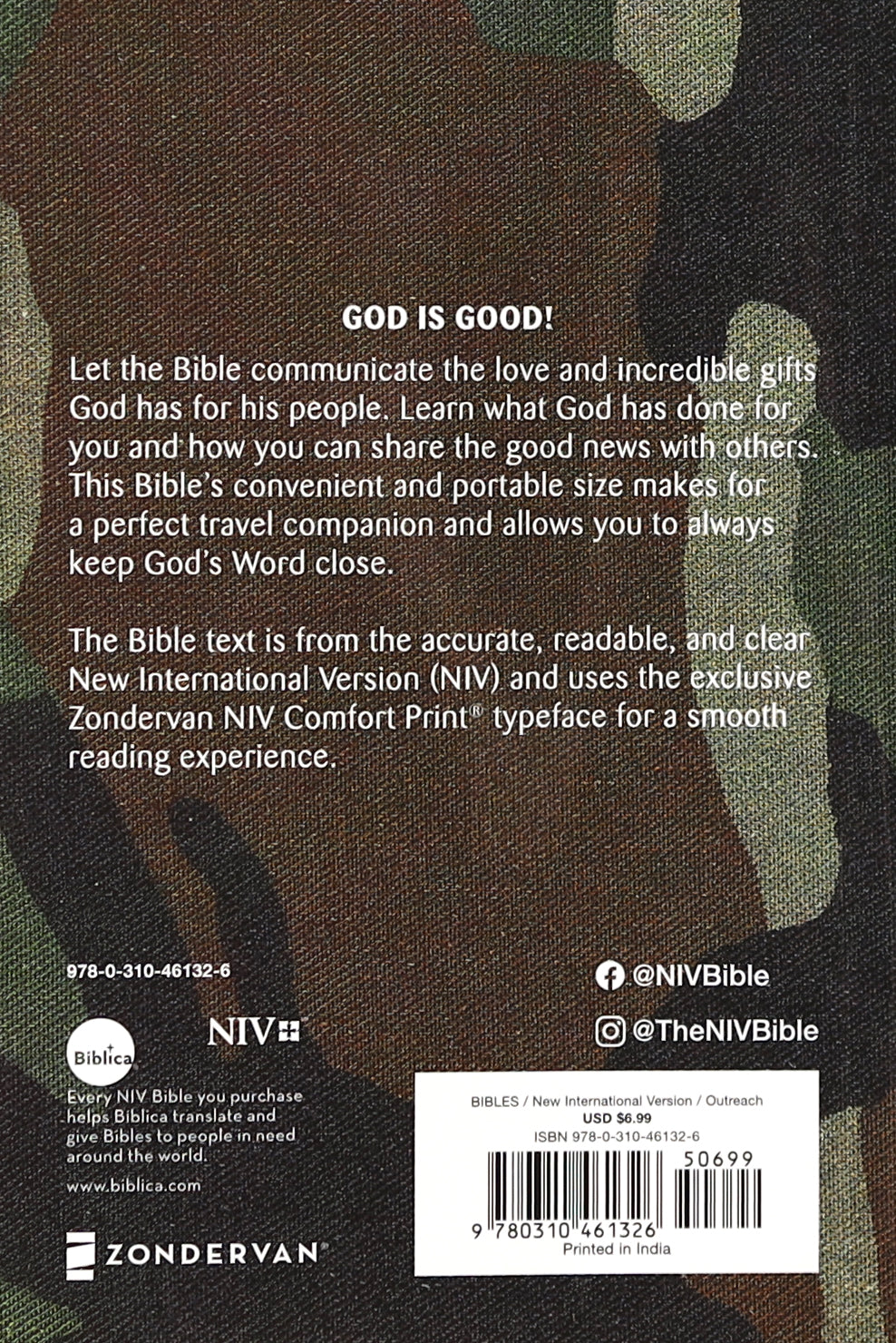 NIV Holy Bible Compact Woodland Camo