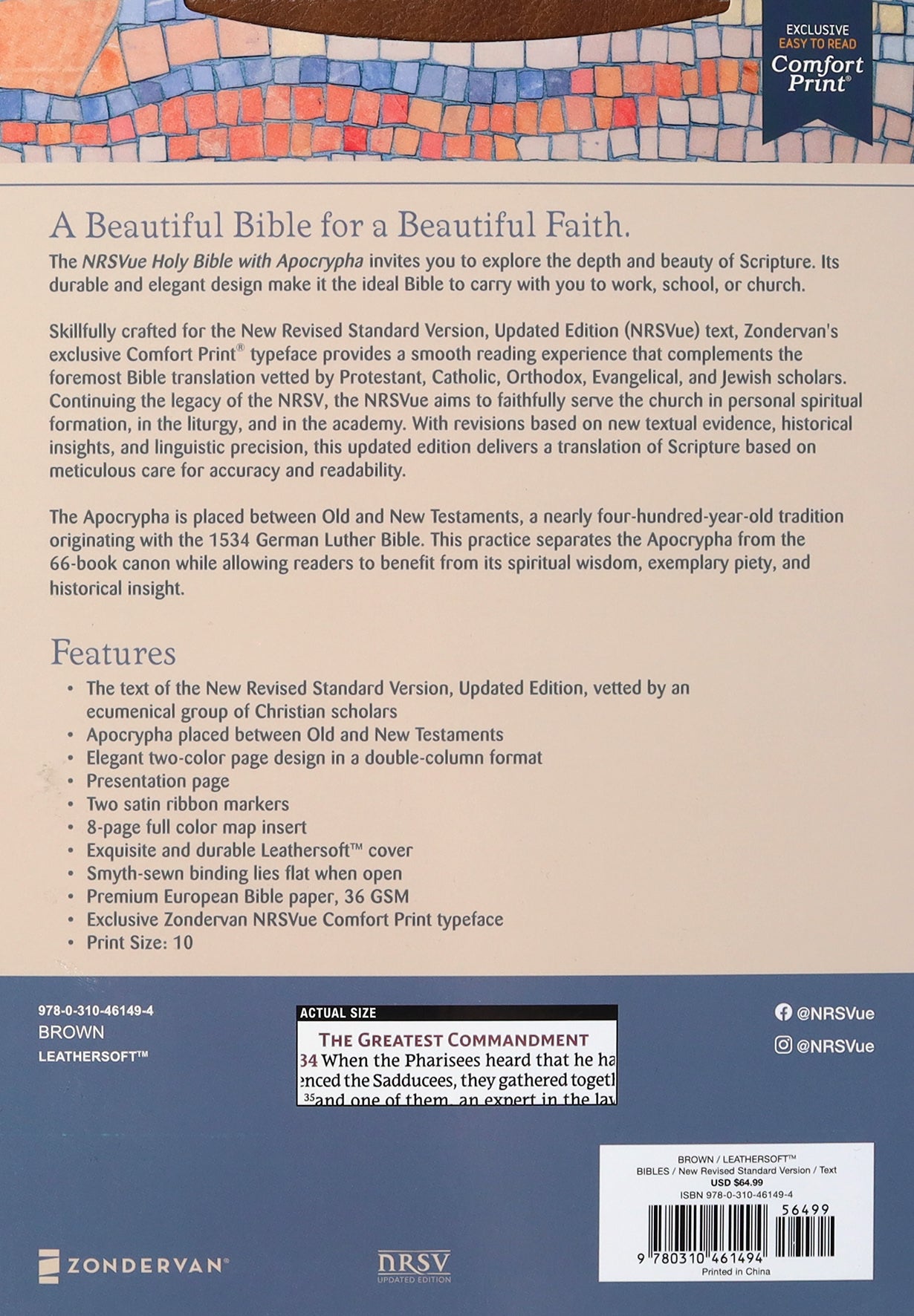 Nrsvue Holy Bible With Apocrypha Brown