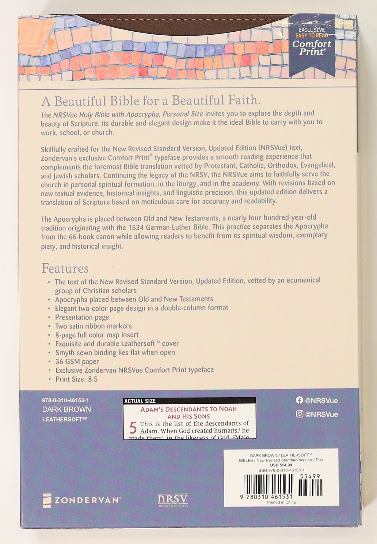 Nrsvue Holy Bible With Apocrypha Personal Size Brown