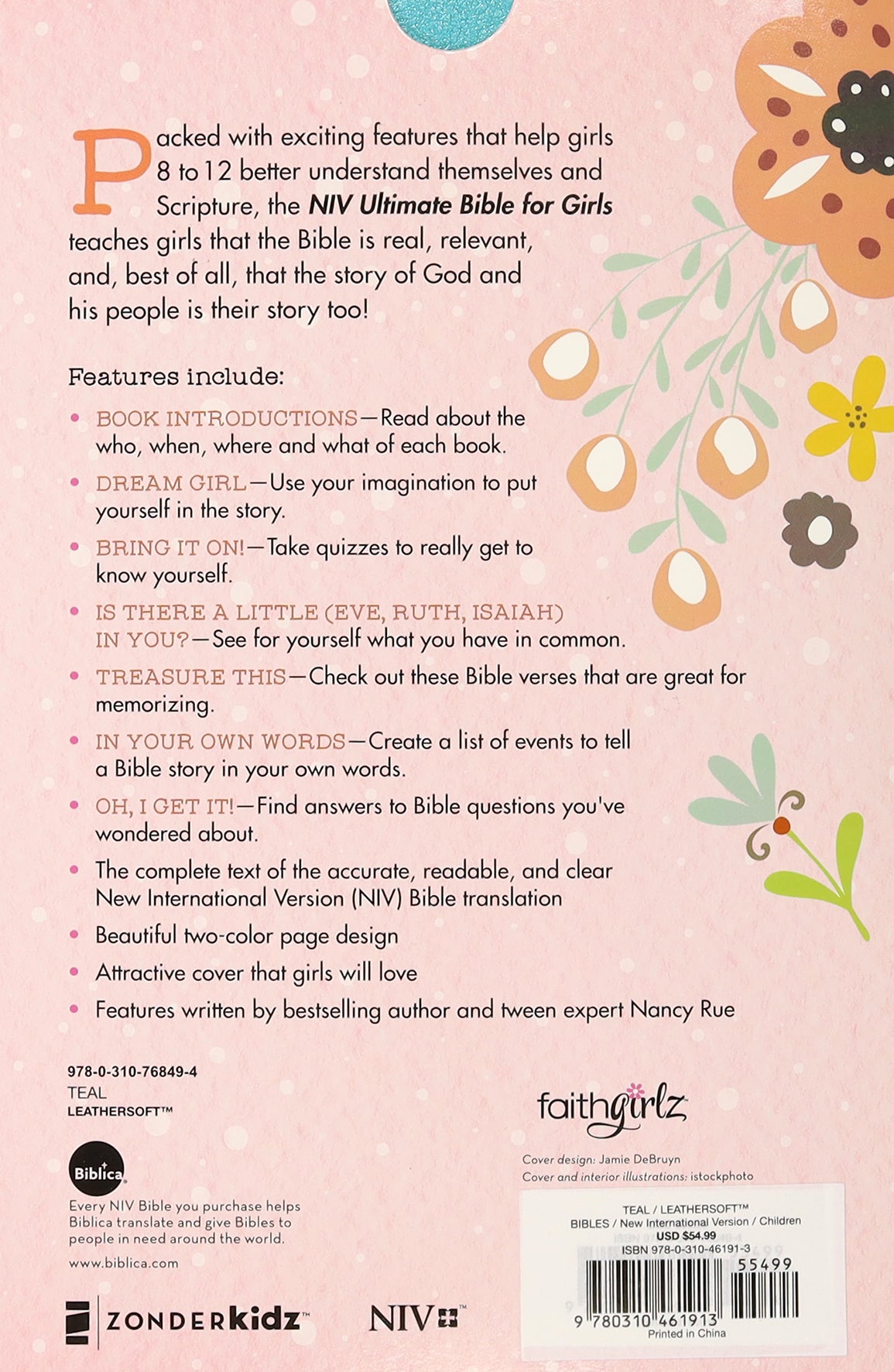 NIV Ultimate Bible For Girls Faithgirlz Edition Teal Thumb Indexed Tabs (Faithgirlz! Series)