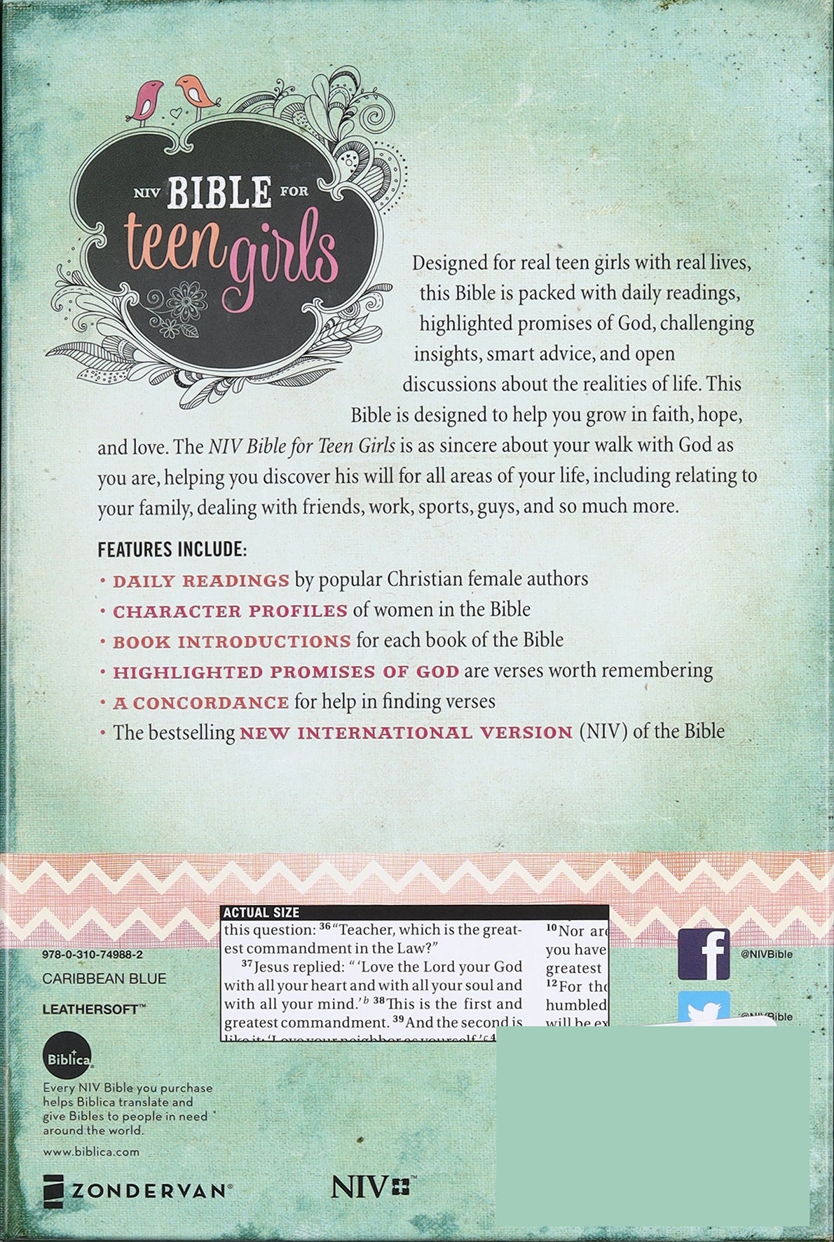 NIV Bible For Teen Girls Indexed Blue