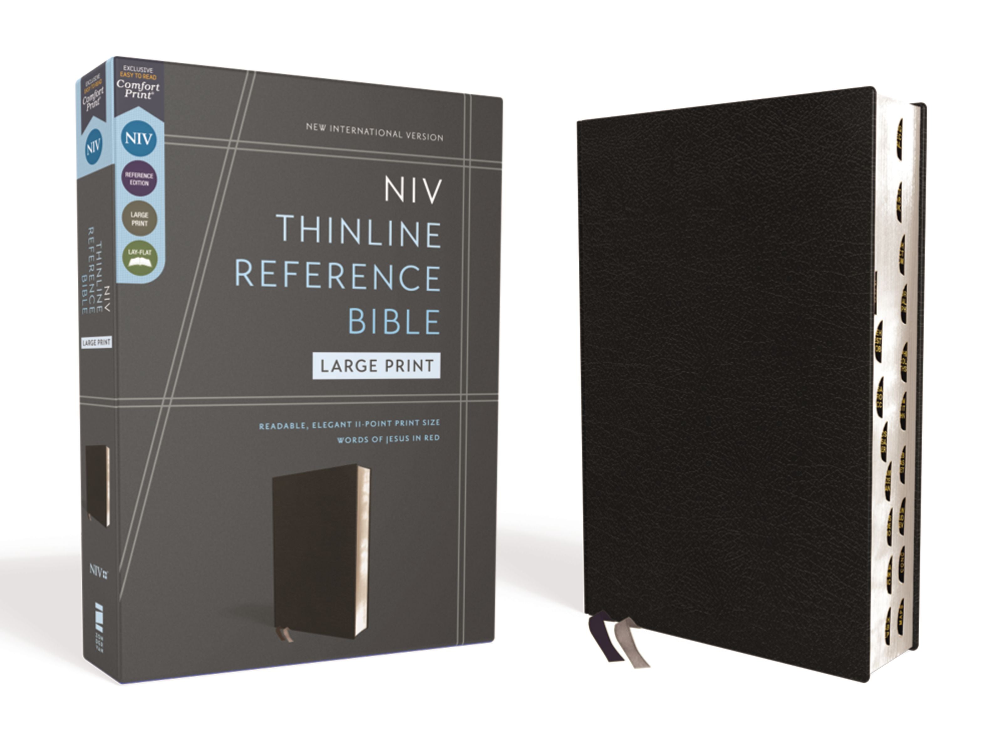 NIV Thinline Reference Bible Large Print Black Thumb Indexed (Red Letter Edition)
