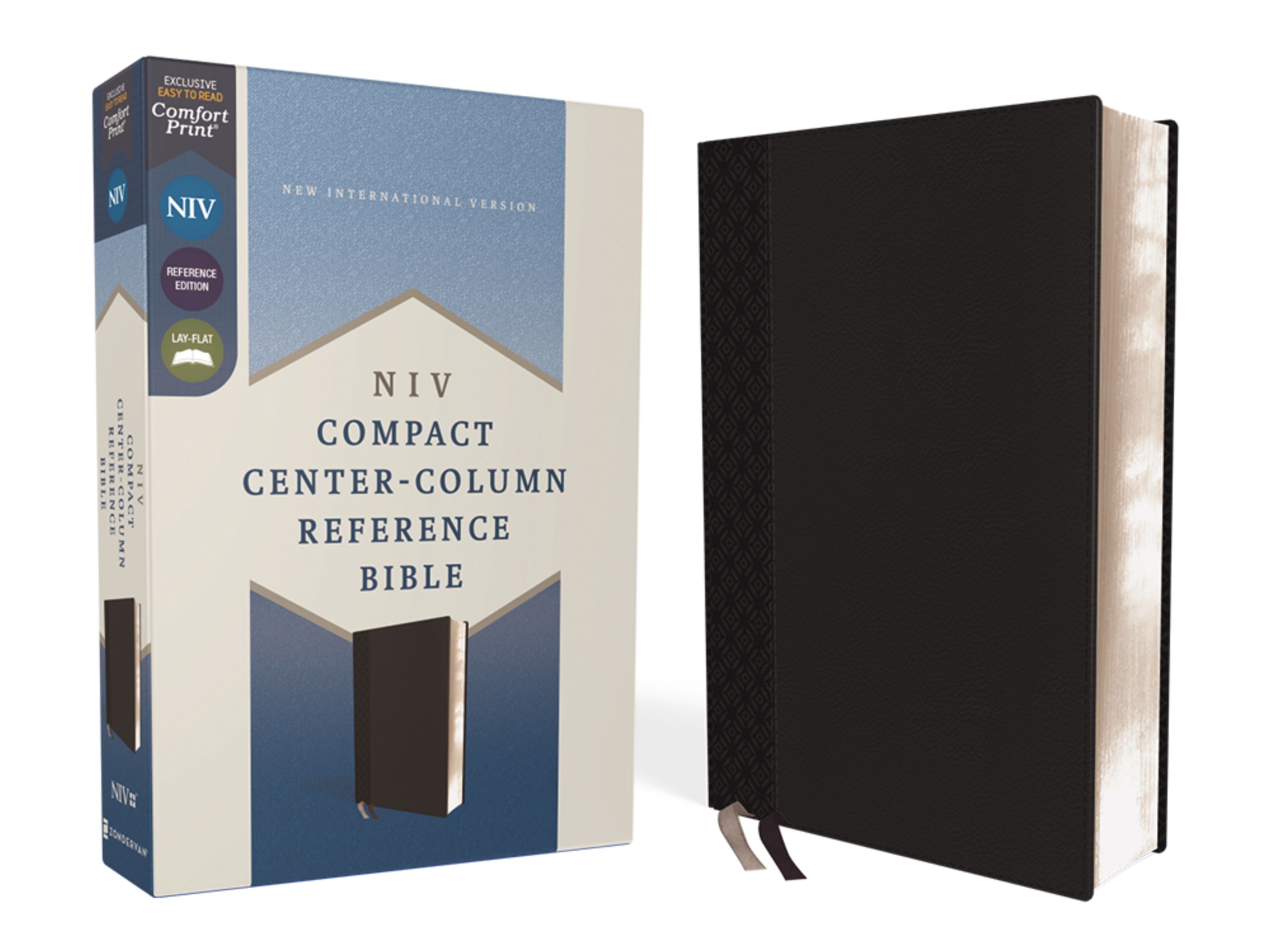 NIV Compact Center-Column Reference Bible Black (Red Letter Edition)