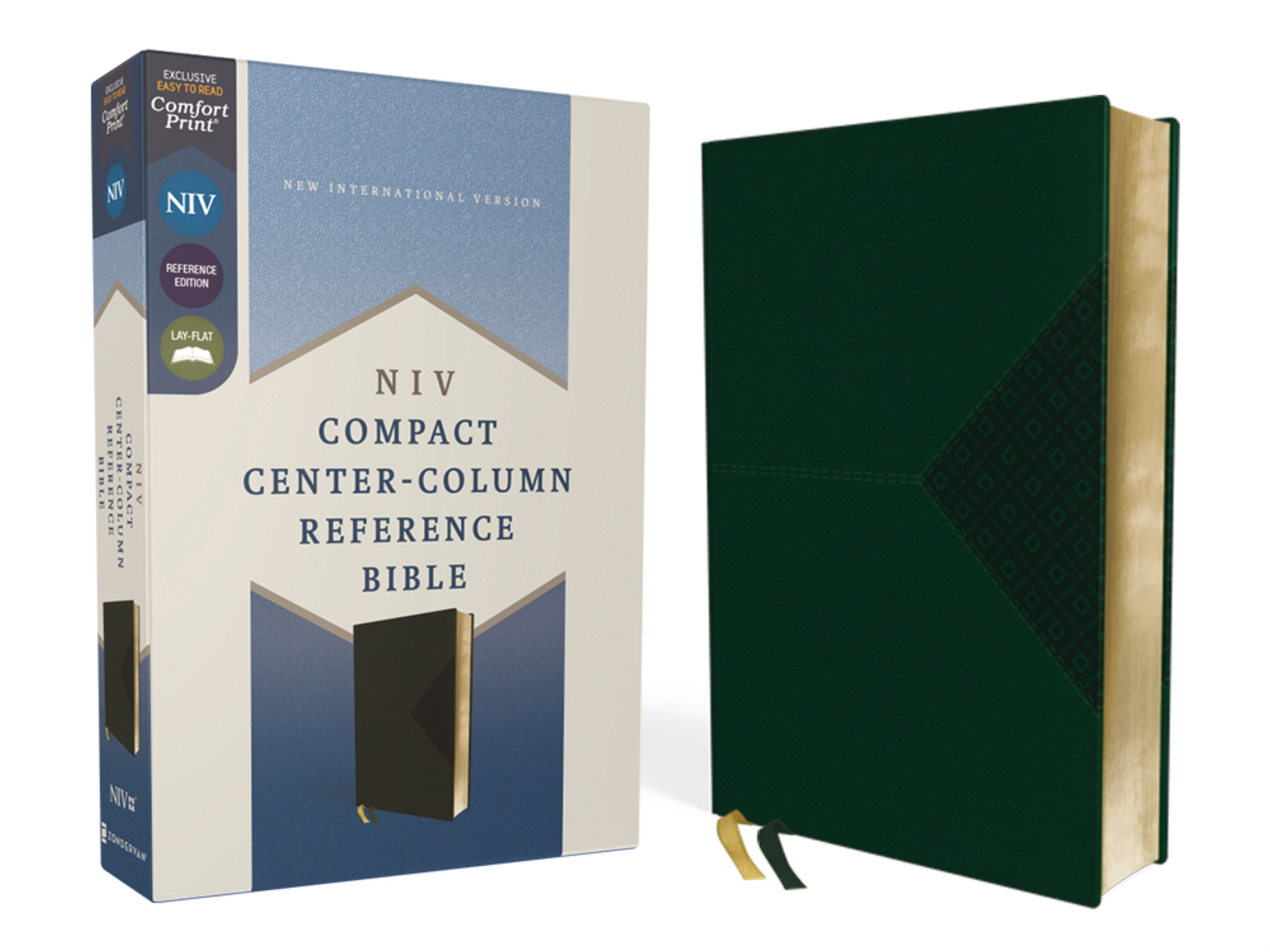 NIV Compact Center-Column Reference Bible Green (Red Letter Edition)