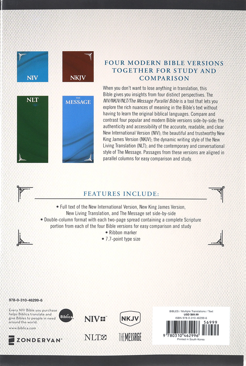 NIV, NKJV, NLT, the Message, Contemporary Comparative Parallel Bible