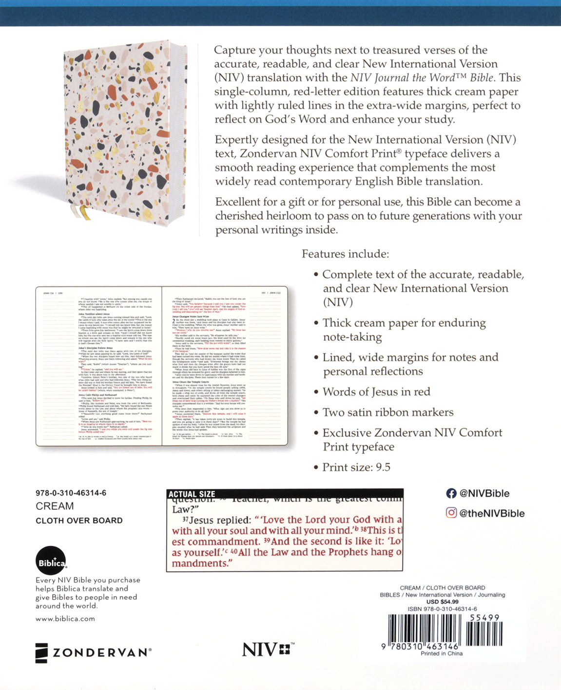 NIV Journal the Word Bible Cream (Red Letter Edition)