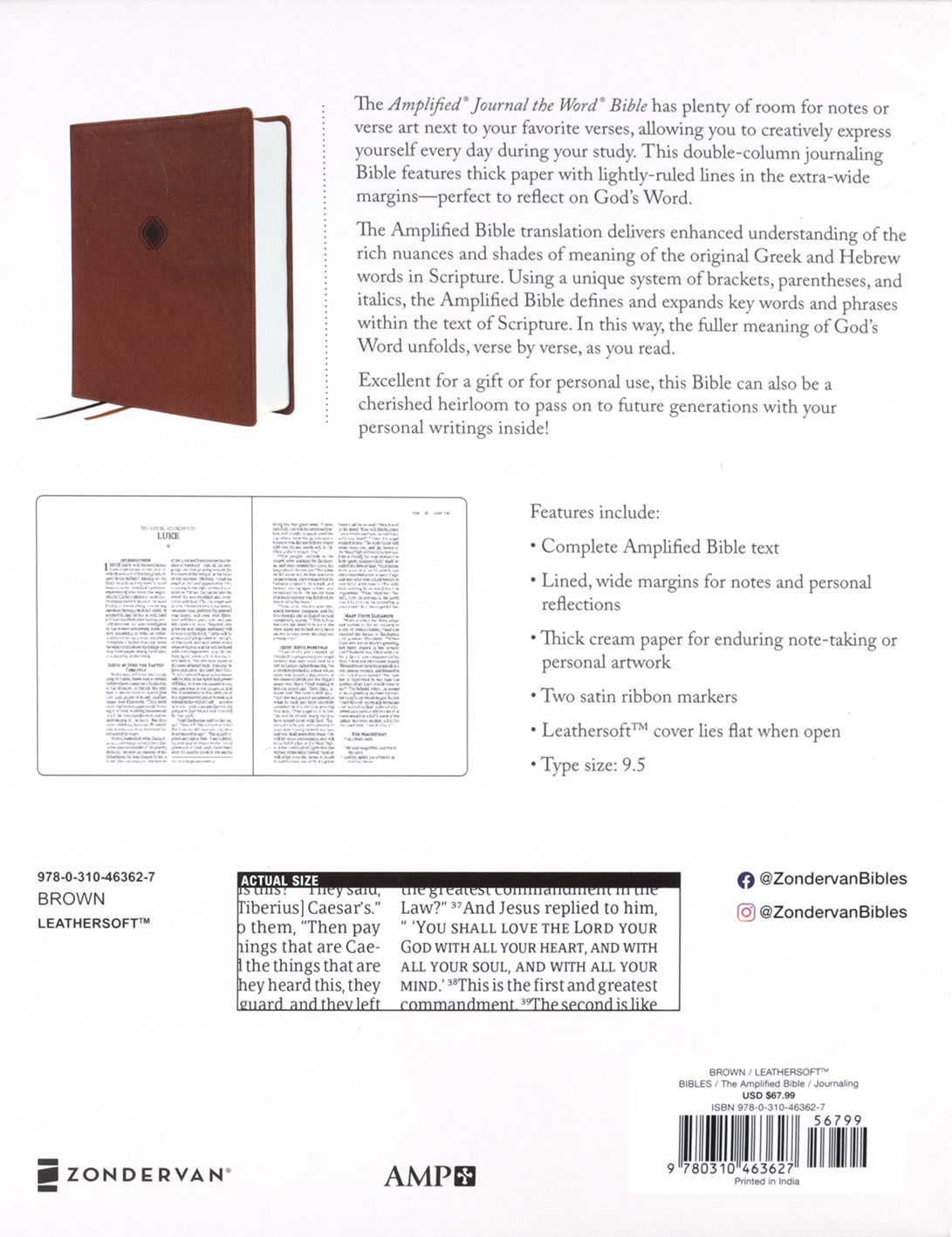 Amplified Journal the Word Bible Brown