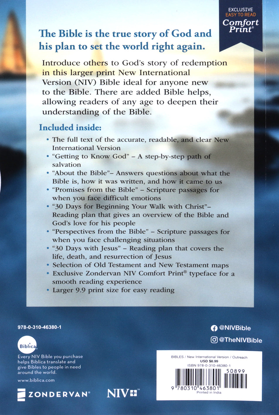 NIV Holy Bible, Larger Print, Economy Edition, Blue