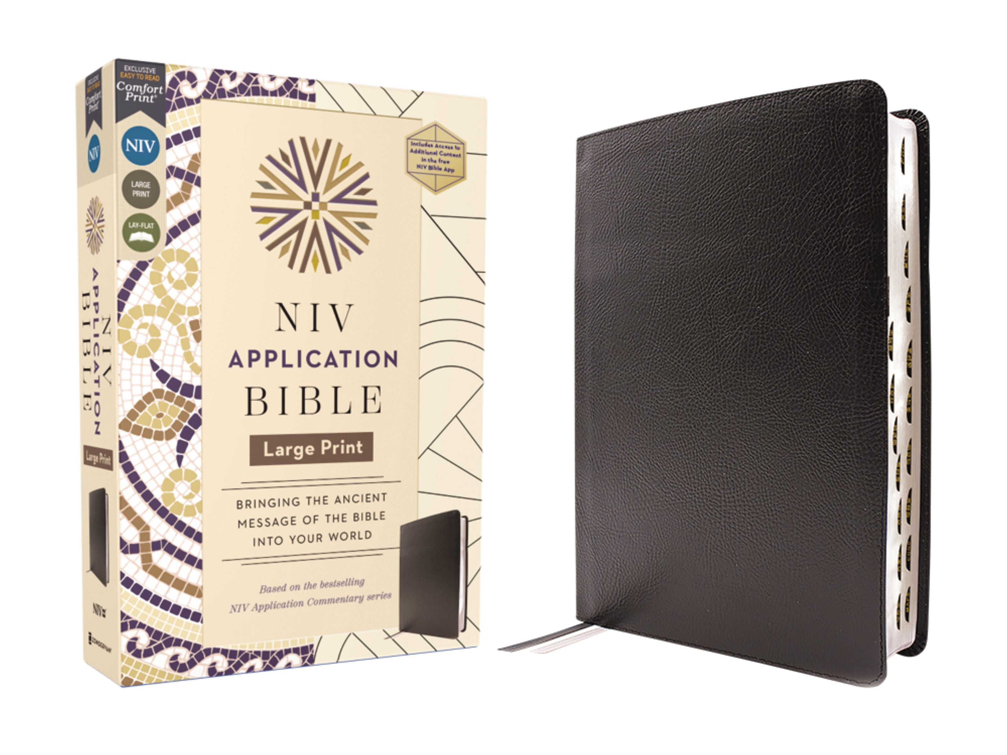 NIV Application Bible, Large Print, Black, Thumb Indexed (Red Letter Edition)