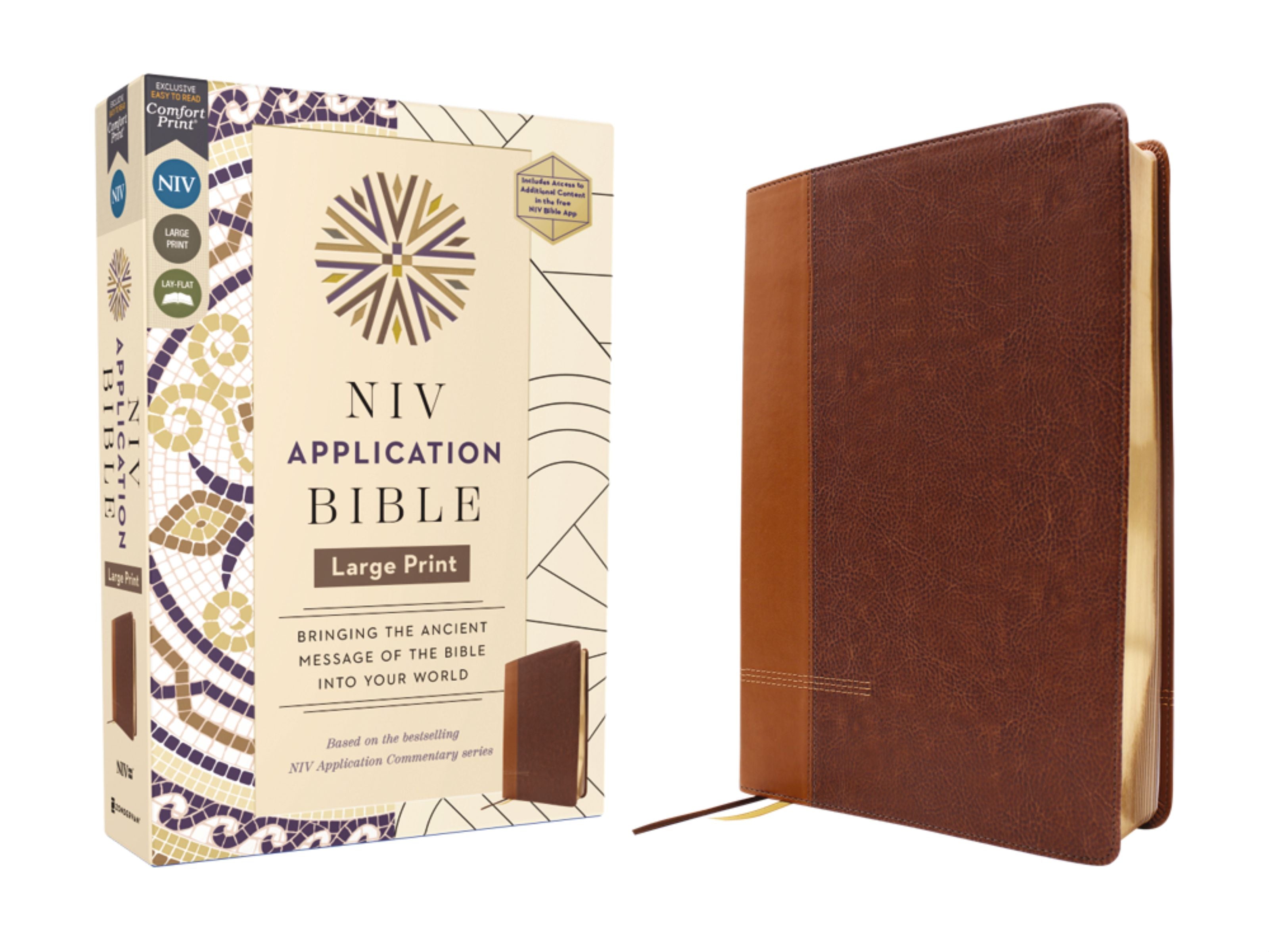 NIV Application Bible, Large Print, Brown (Red Letter Edition)