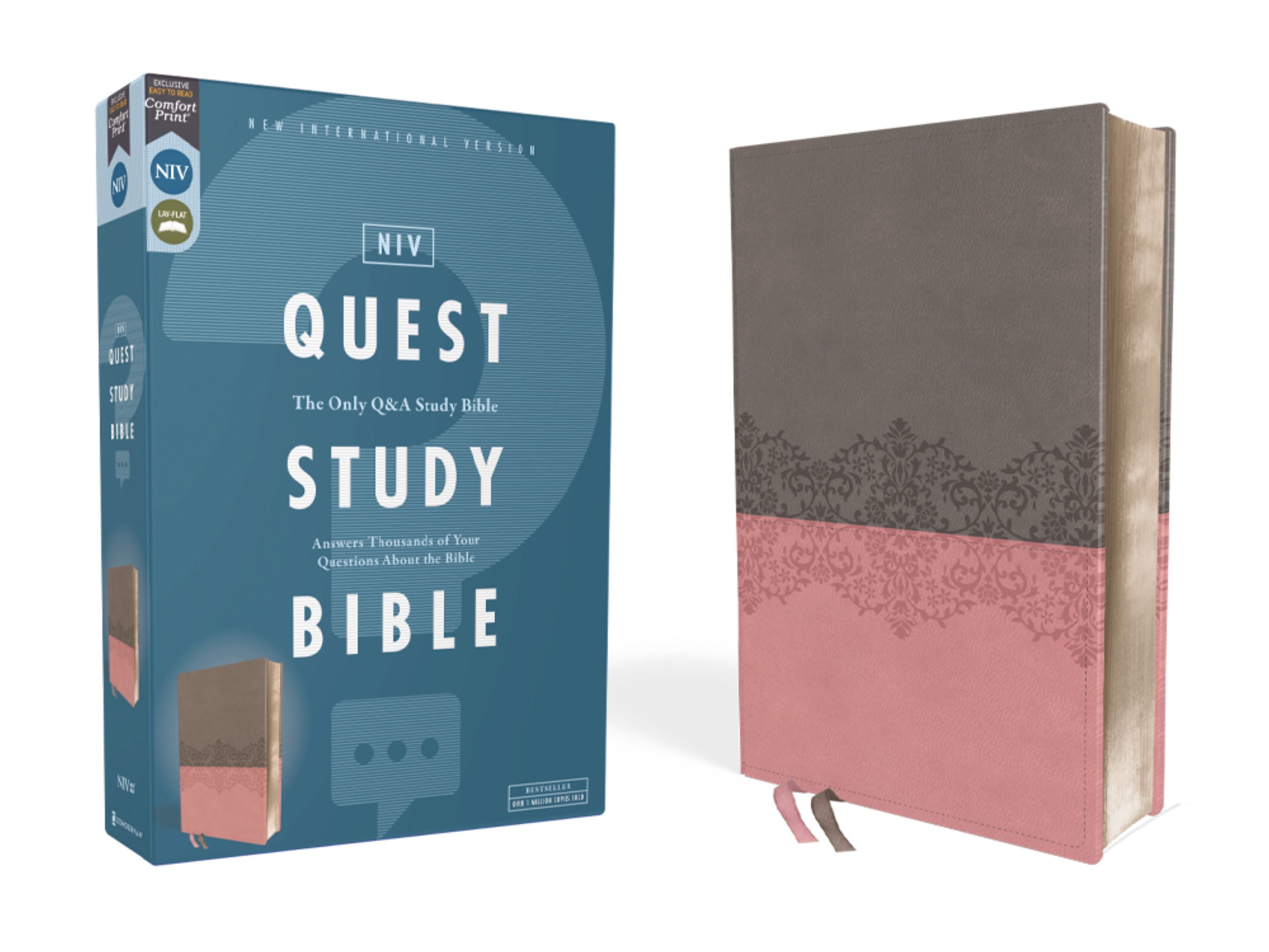 NIV Quest Study Bible, Gray/Pink