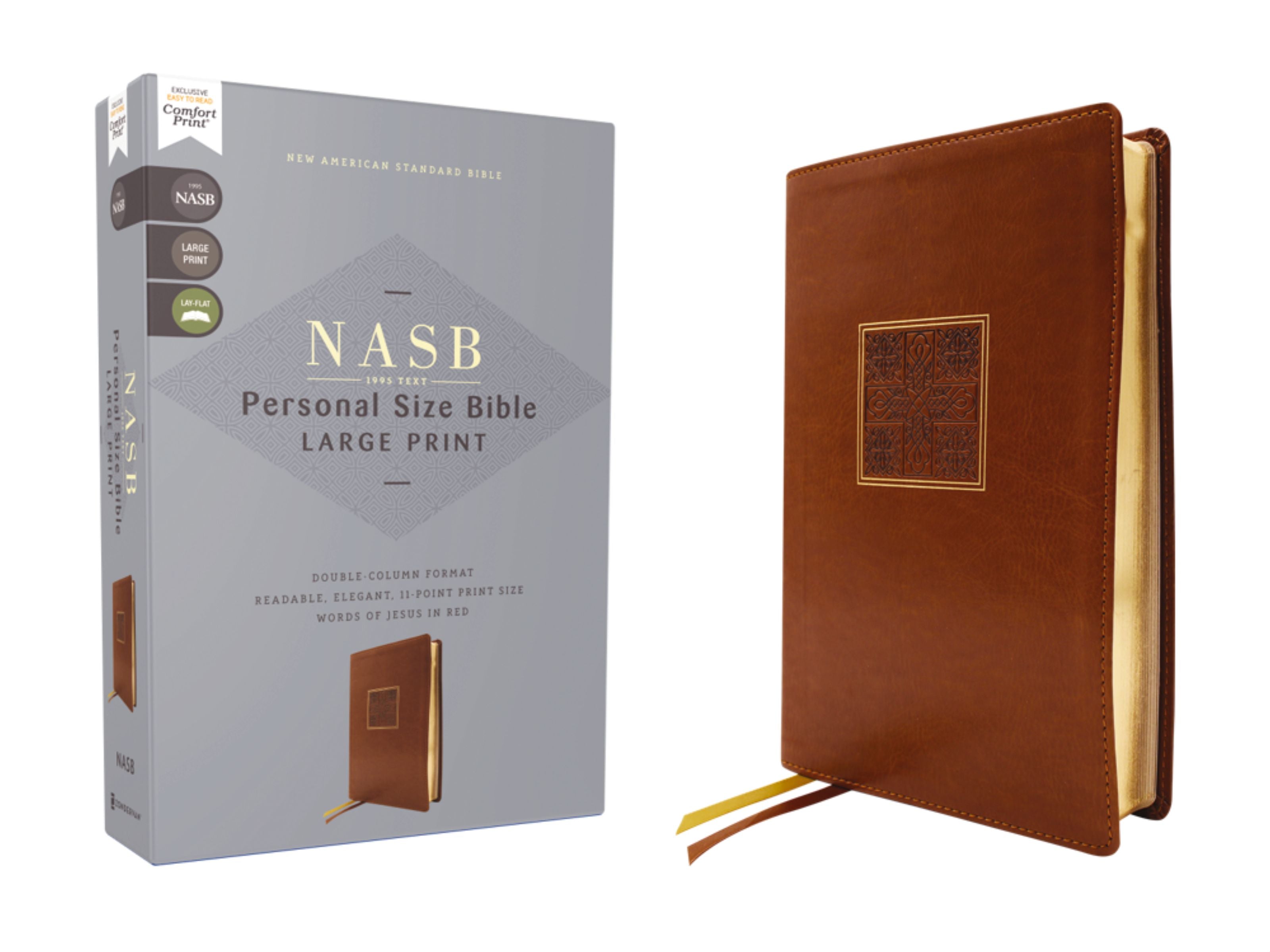 NASB Personal Size Bible, Large Print, 1995 Text, Brown (Red Letter Edition