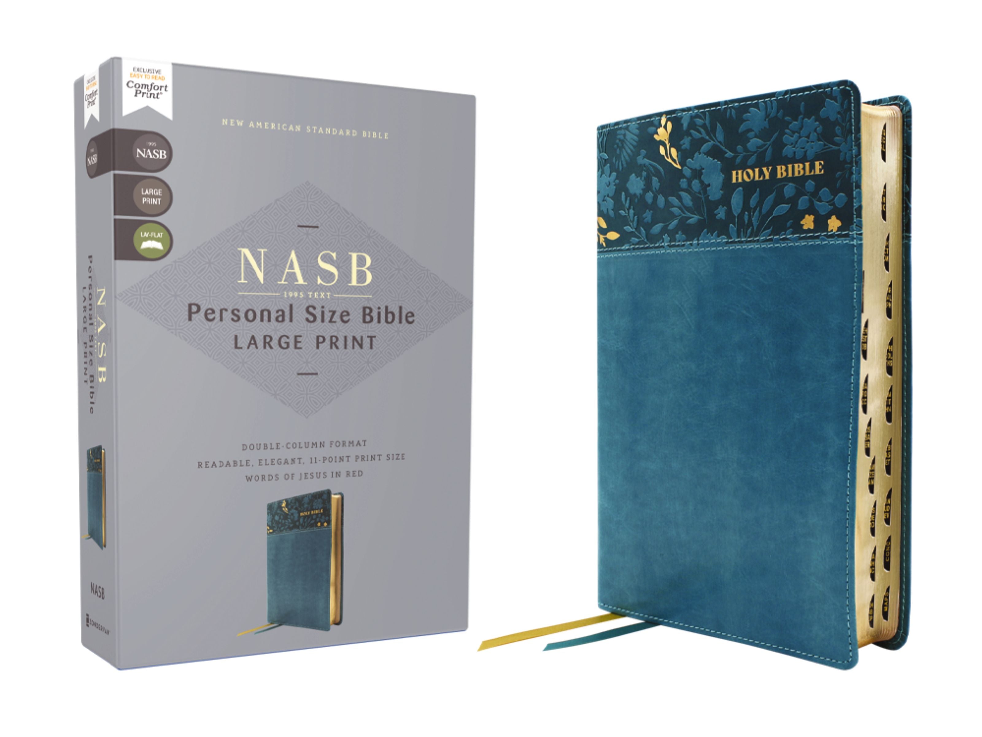 NASB Personal Size Bible, Large Print, 1995 Text, Teal Thumb Indexed (Red Letter Edition)