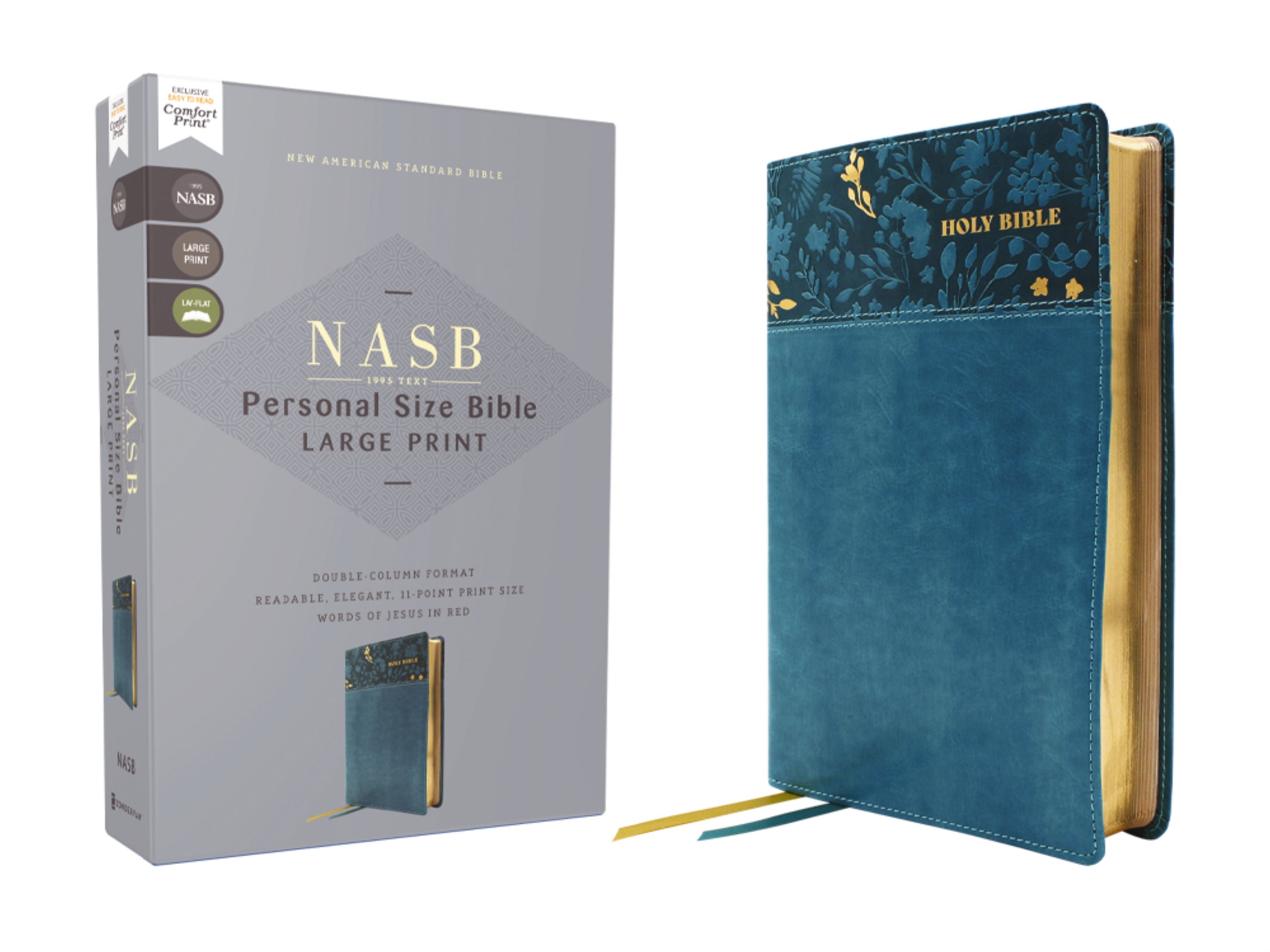 NASB Personal Size Bible, Large Print, 1995 Text Teal (Red Letter Edition)
