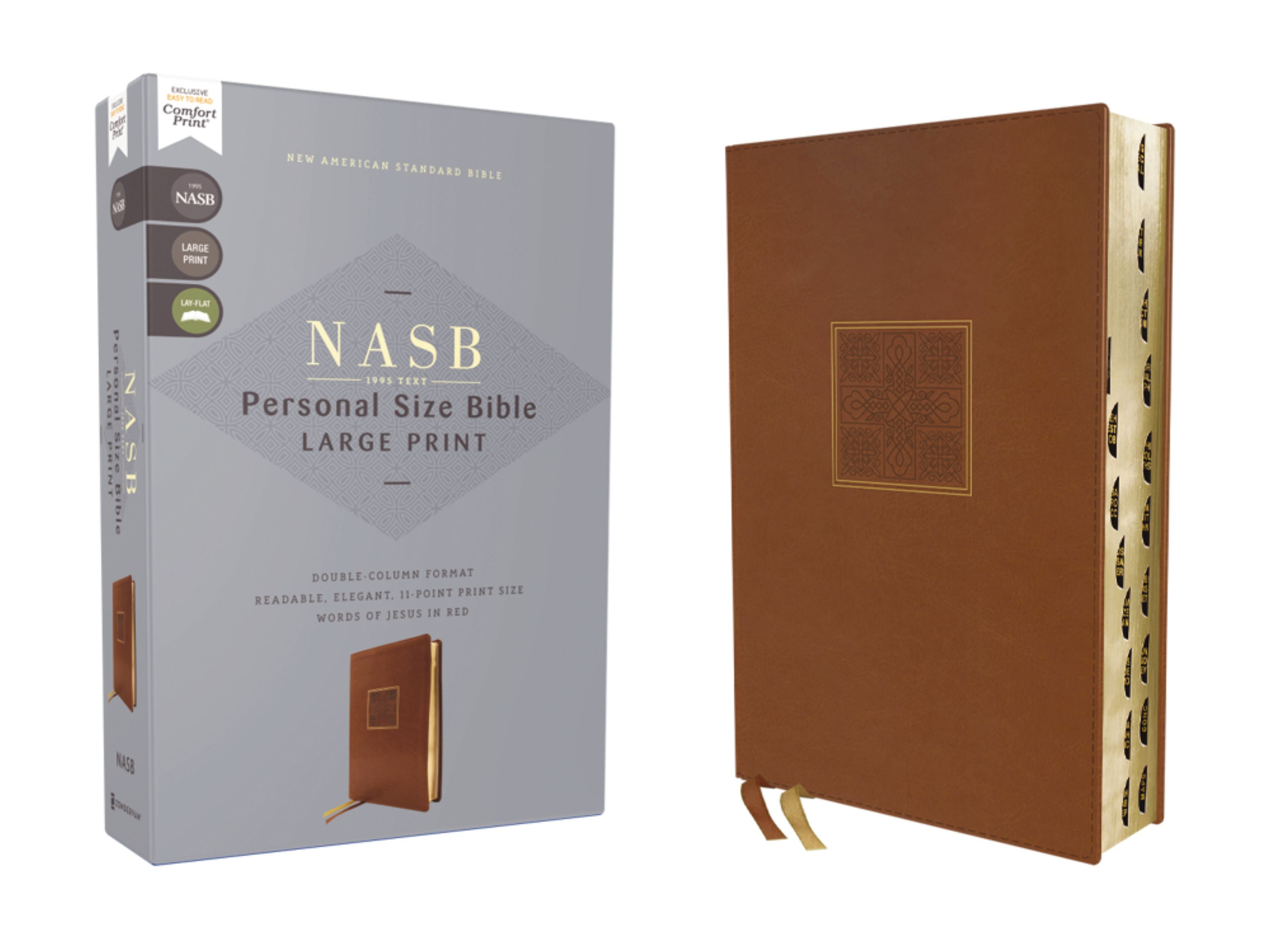 NASB Personal Size Bible, Large Print, 1995 Text, Brown, Thumb Indexed (Red Letter Edition)