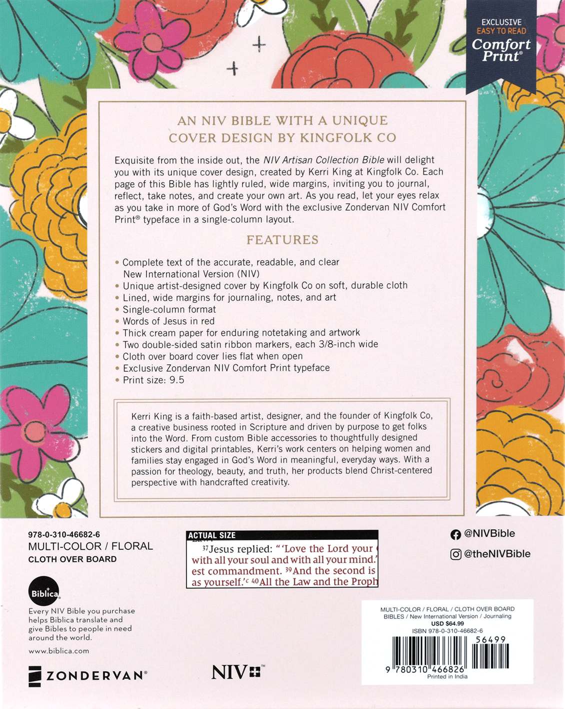 NIV Artisan Collection Bible Floral (Red Letter Edition)
