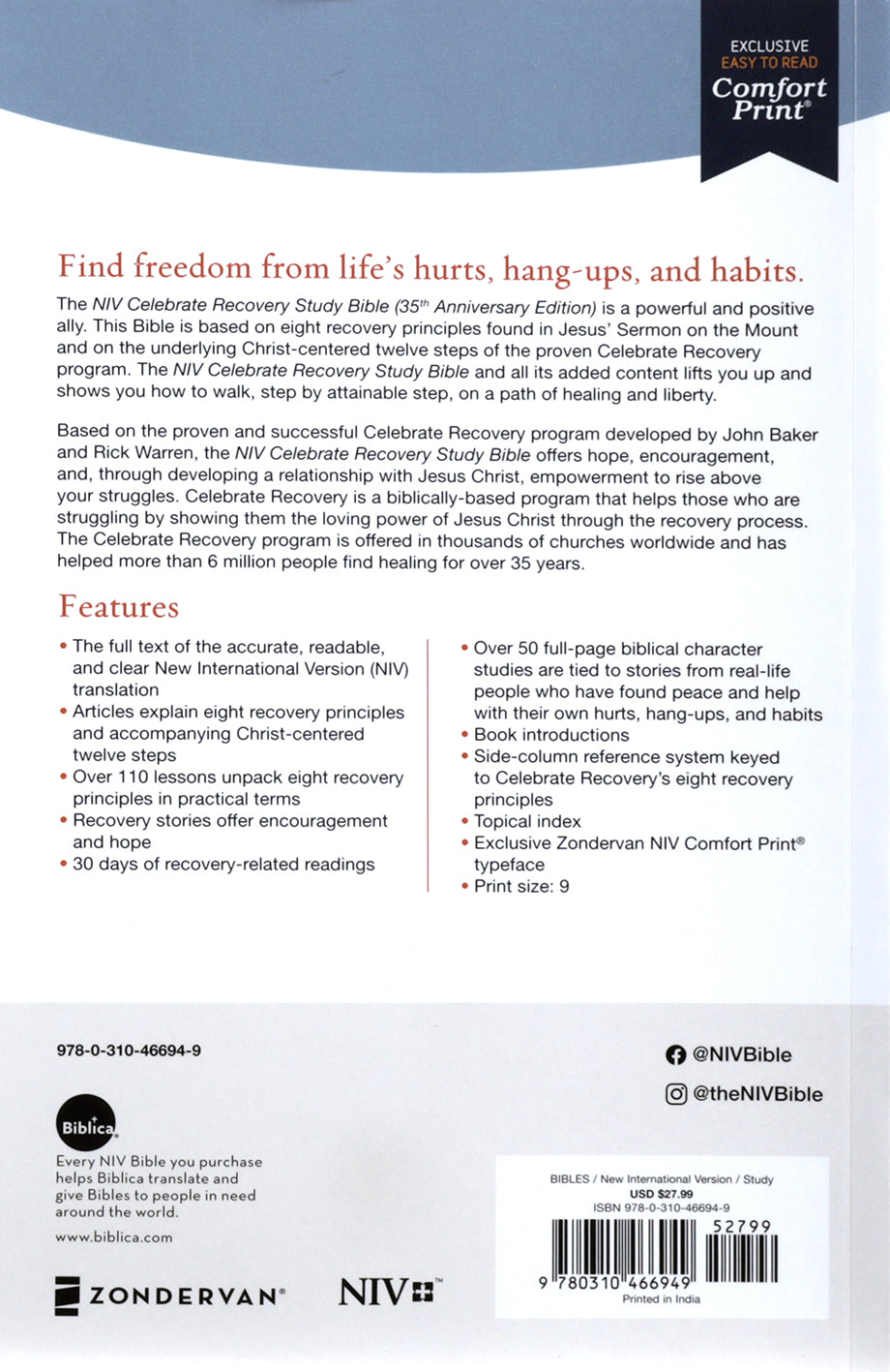 NIV Celebrate Recovery Study Bible (35th Anniversary Edition)