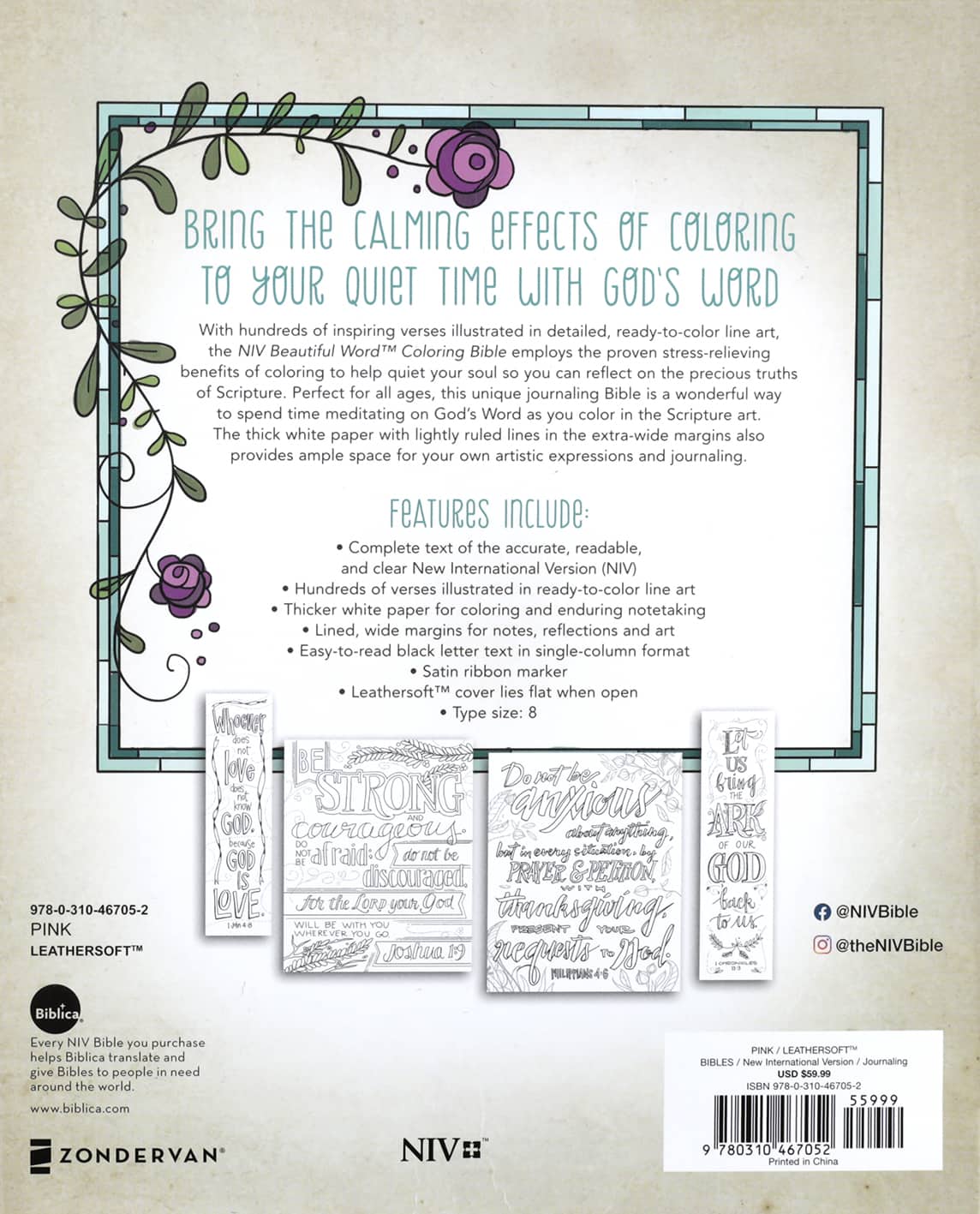 NIV Beautiful Word Coloring Bible, Pink (Black Letter Edition)