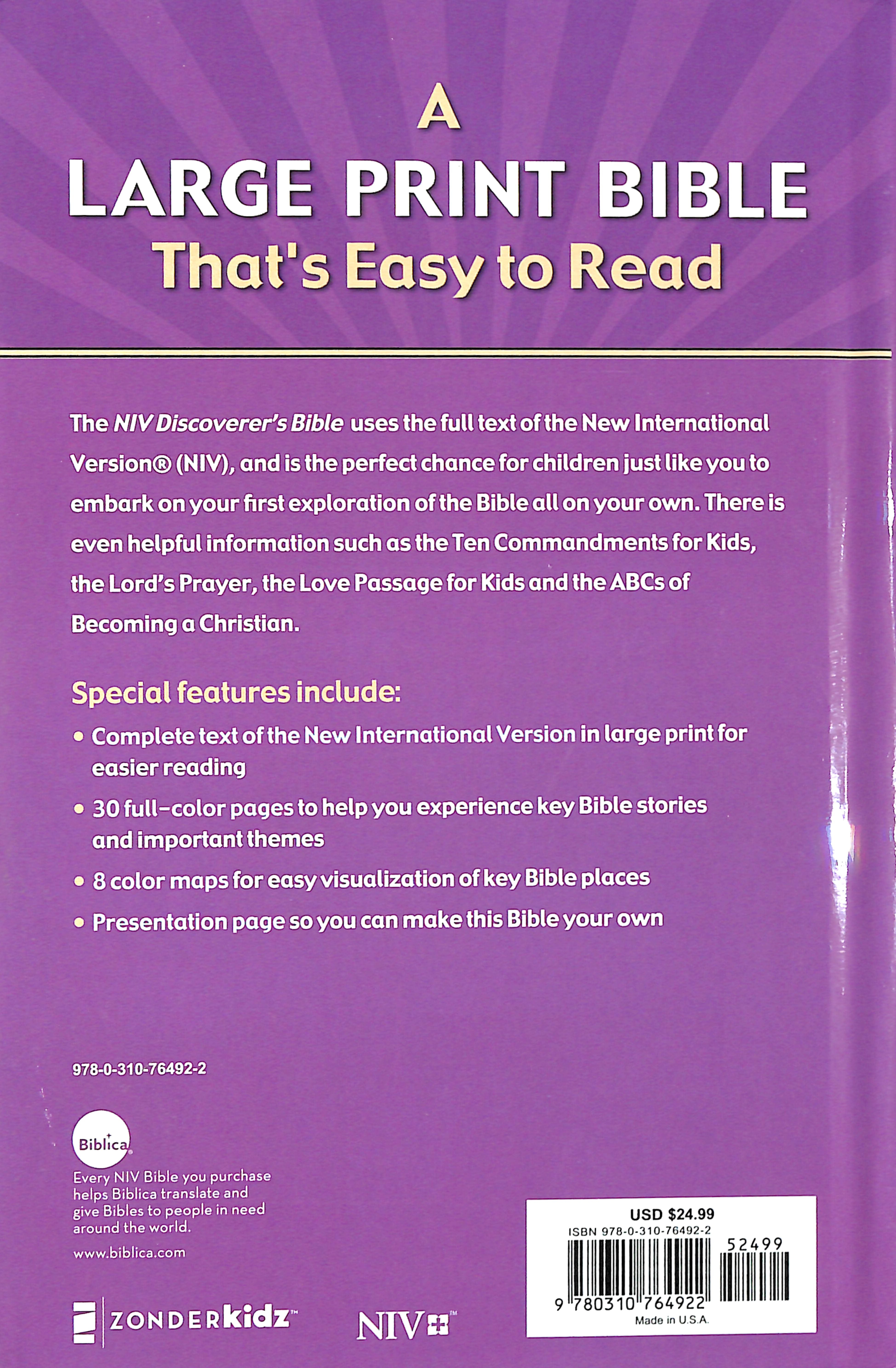 NIV Discoverer's Bible: A Large Print Bible For Kids (Black Letter Edition)
