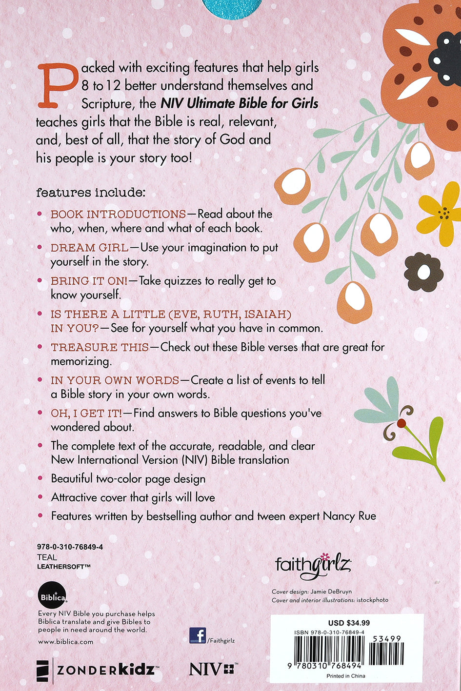 NIV Ultimate Bible For Girls Teal