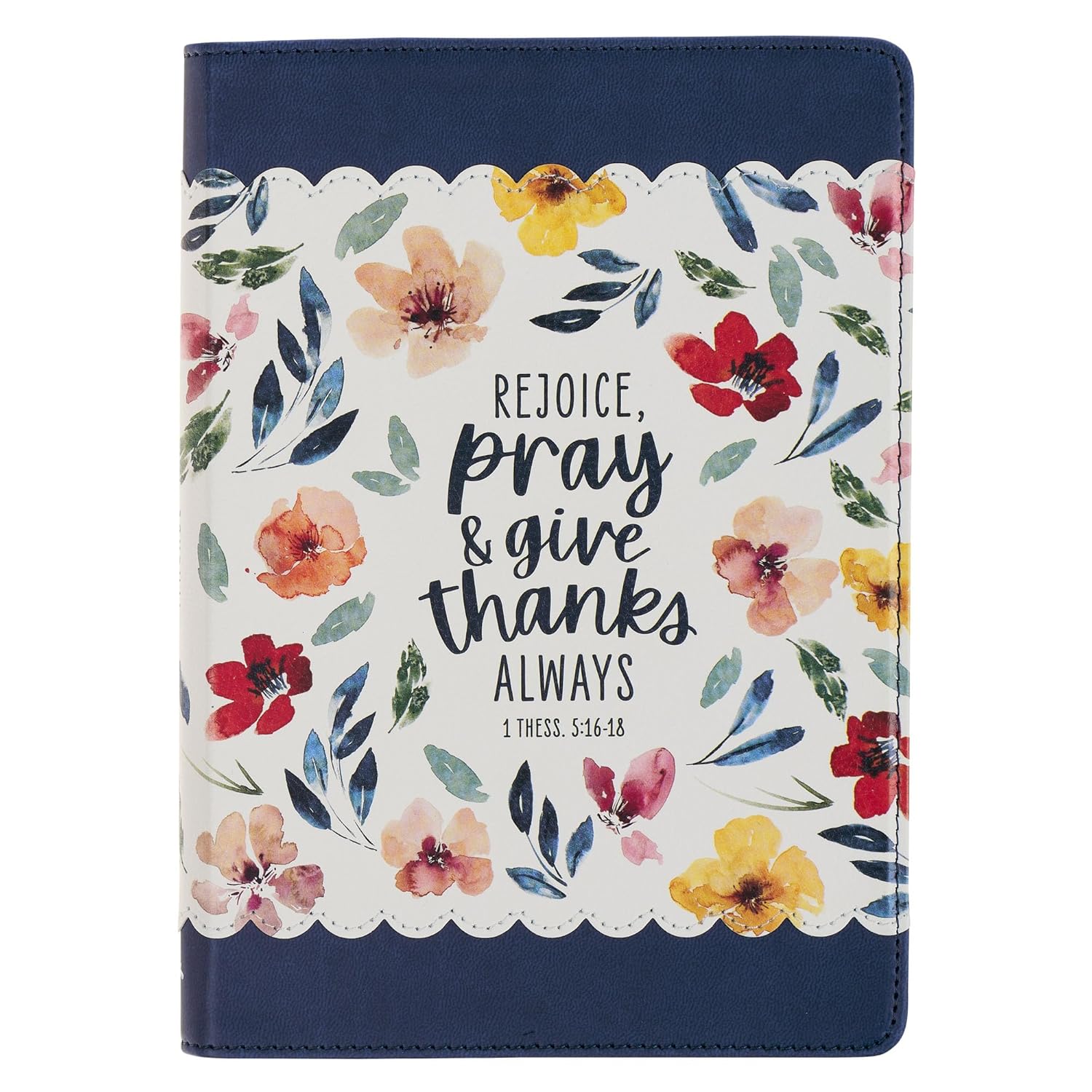 Journal: Rejoice, Always (1 Thess. 5:16-18) Navy Floral (Grateful Garden Collection)