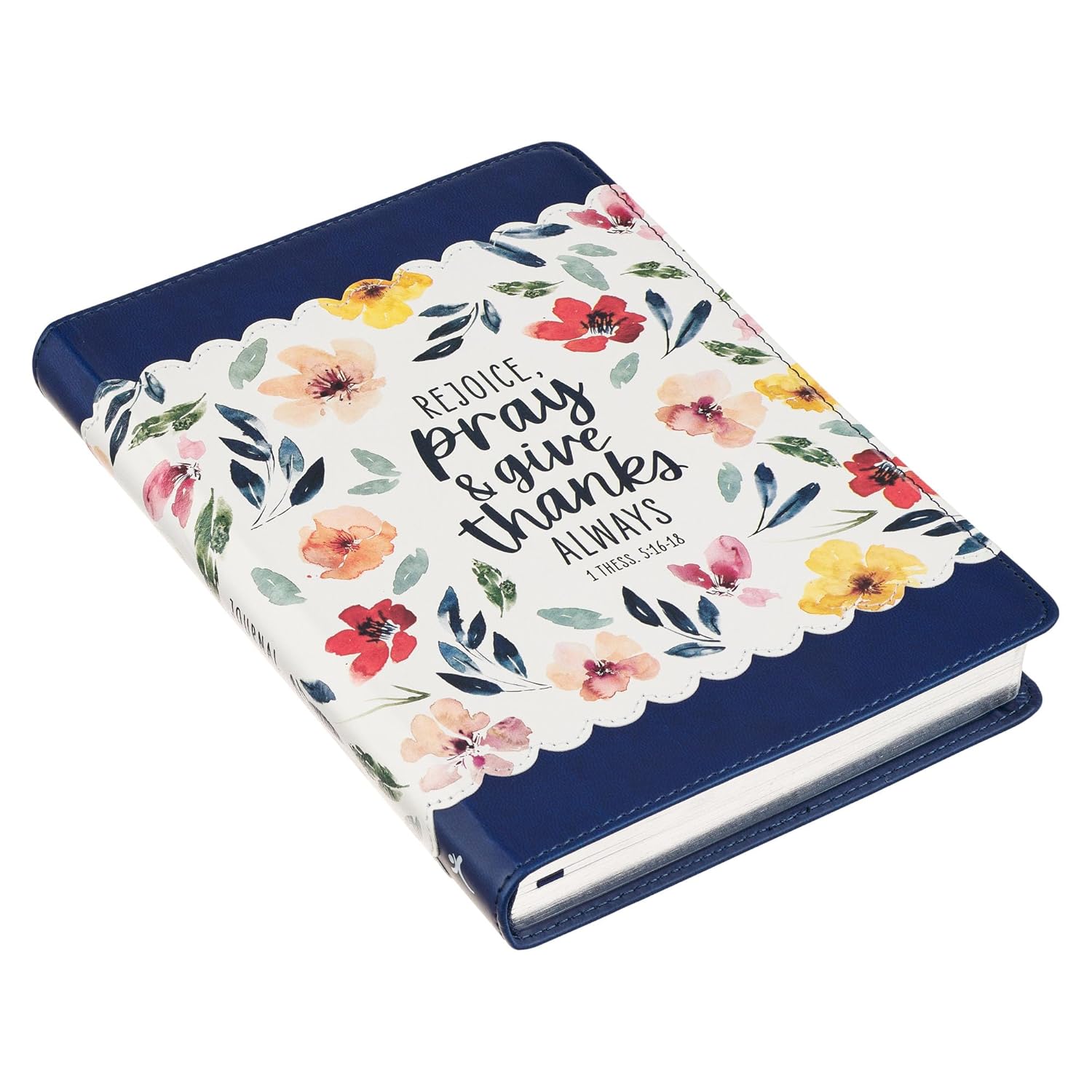 Journal: Rejoice, Always (1 Thess. 5:16-18) Navy Floral (Grateful Garden Collection)
