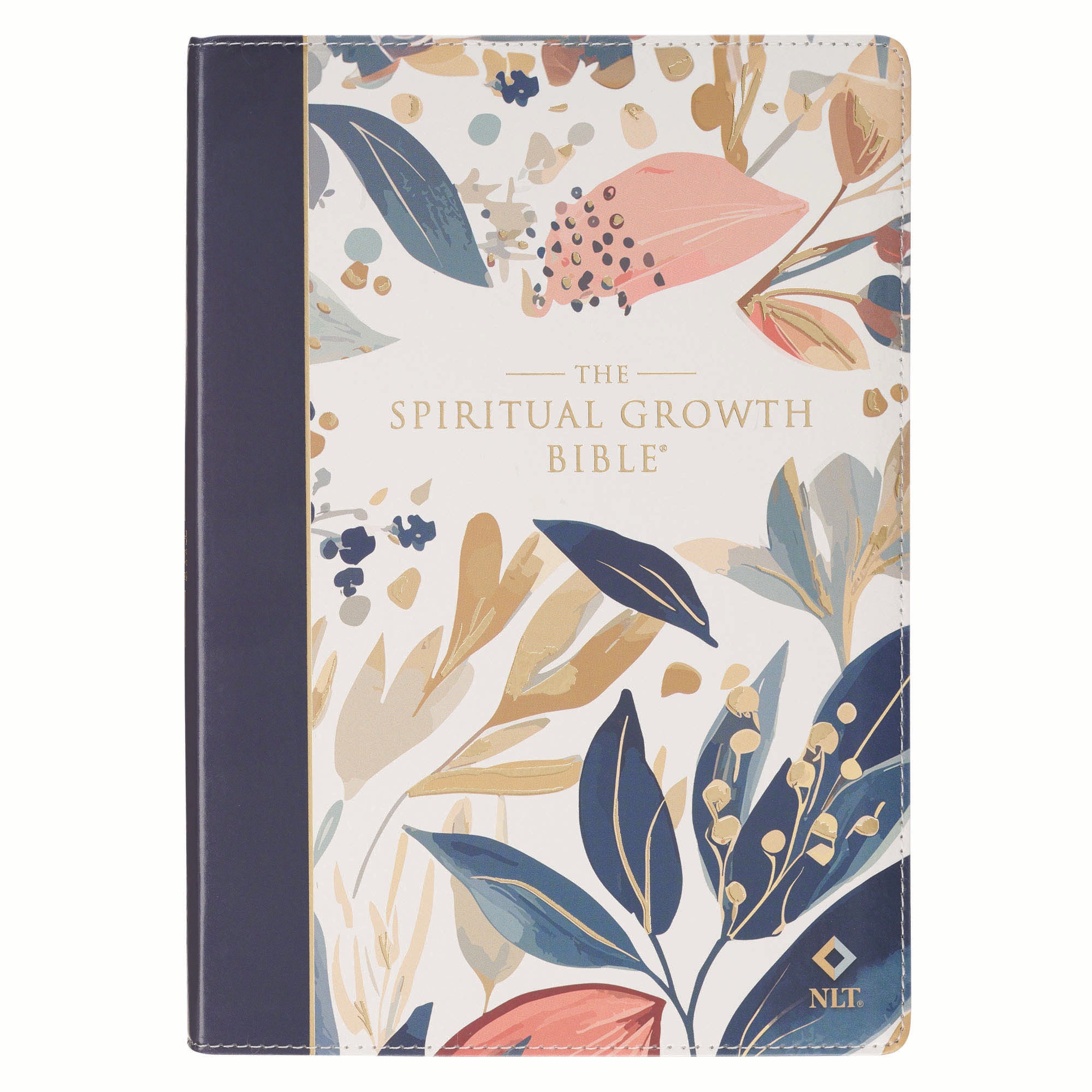 NLT The Spiritual Growth Bible, Navy with leaves