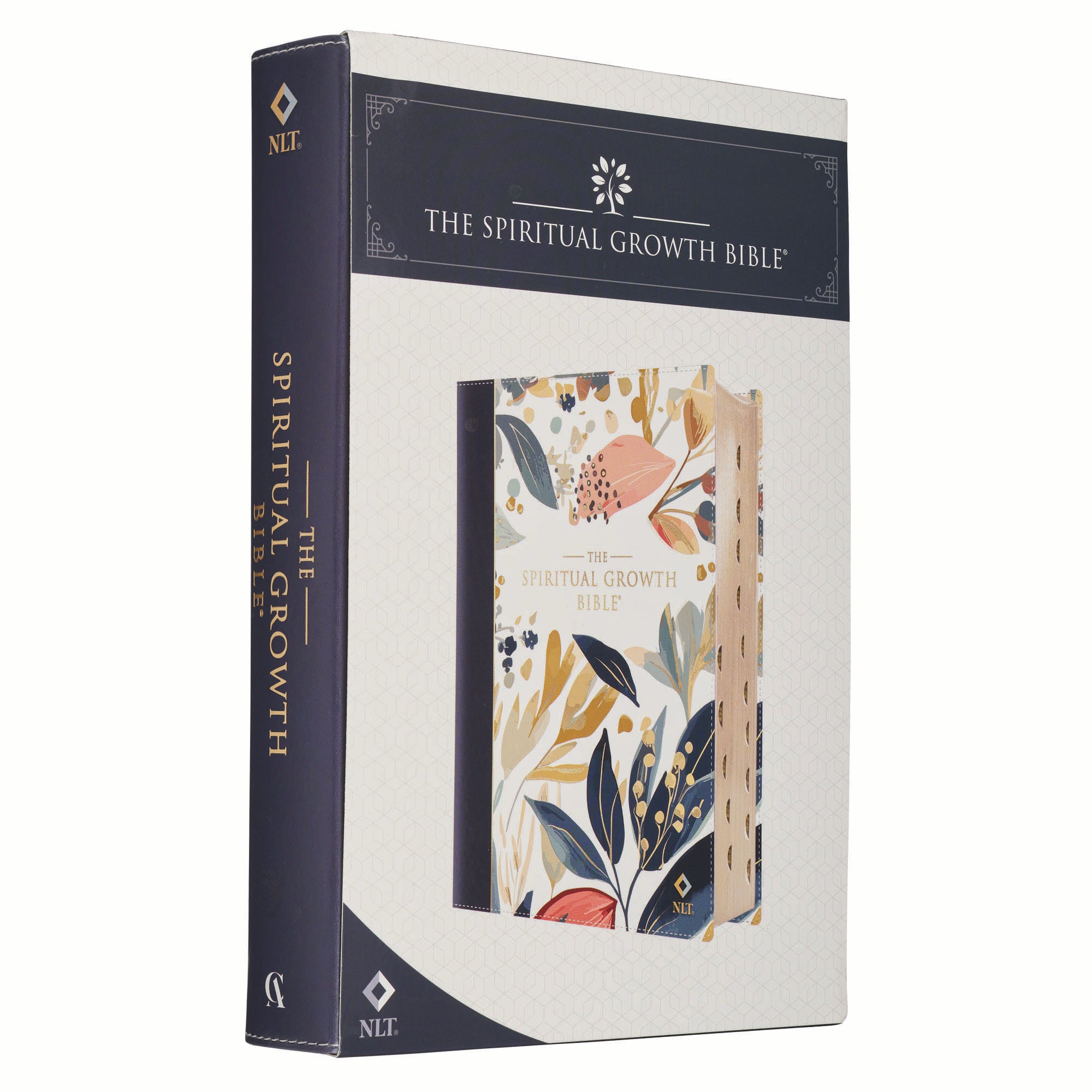 NLT The Spiritual Growth Bible, Navy with leaves