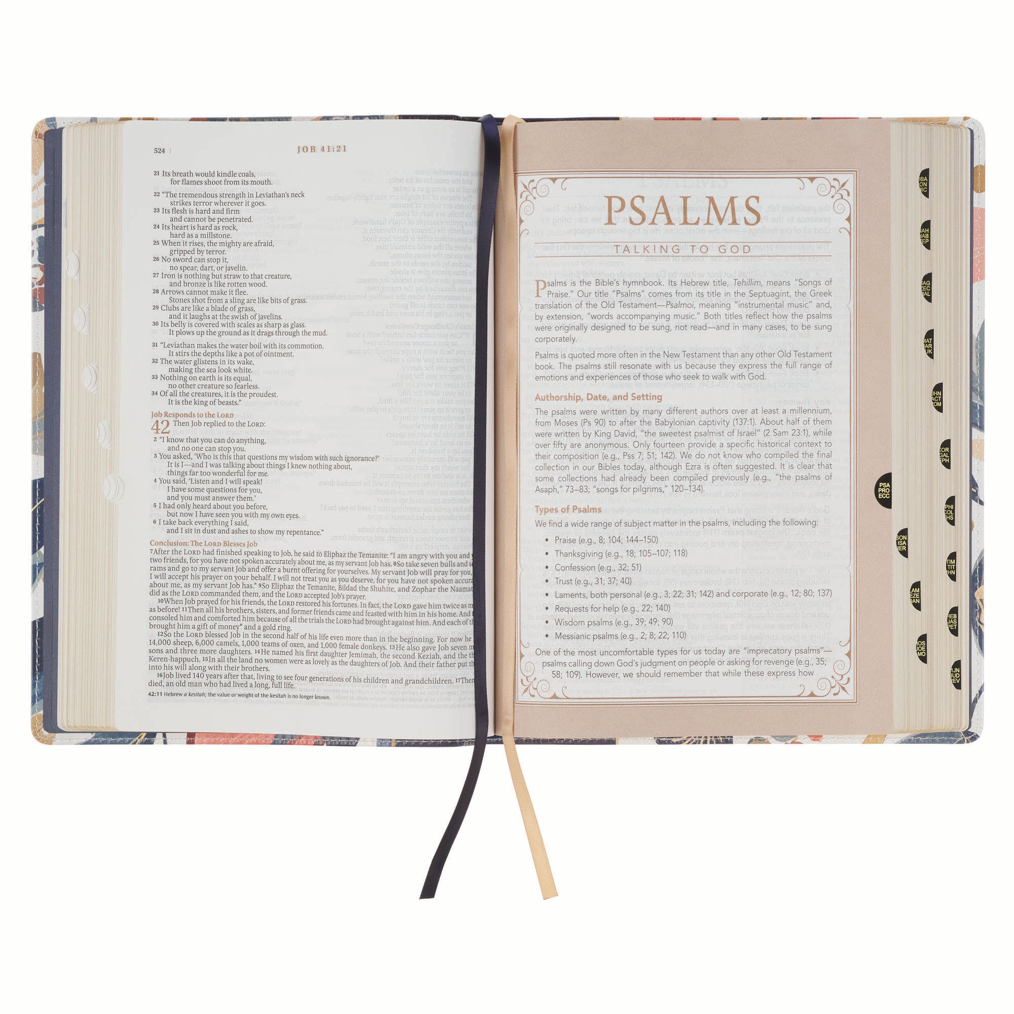 NLT The Spiritual Growth Bible, Navy with leaves