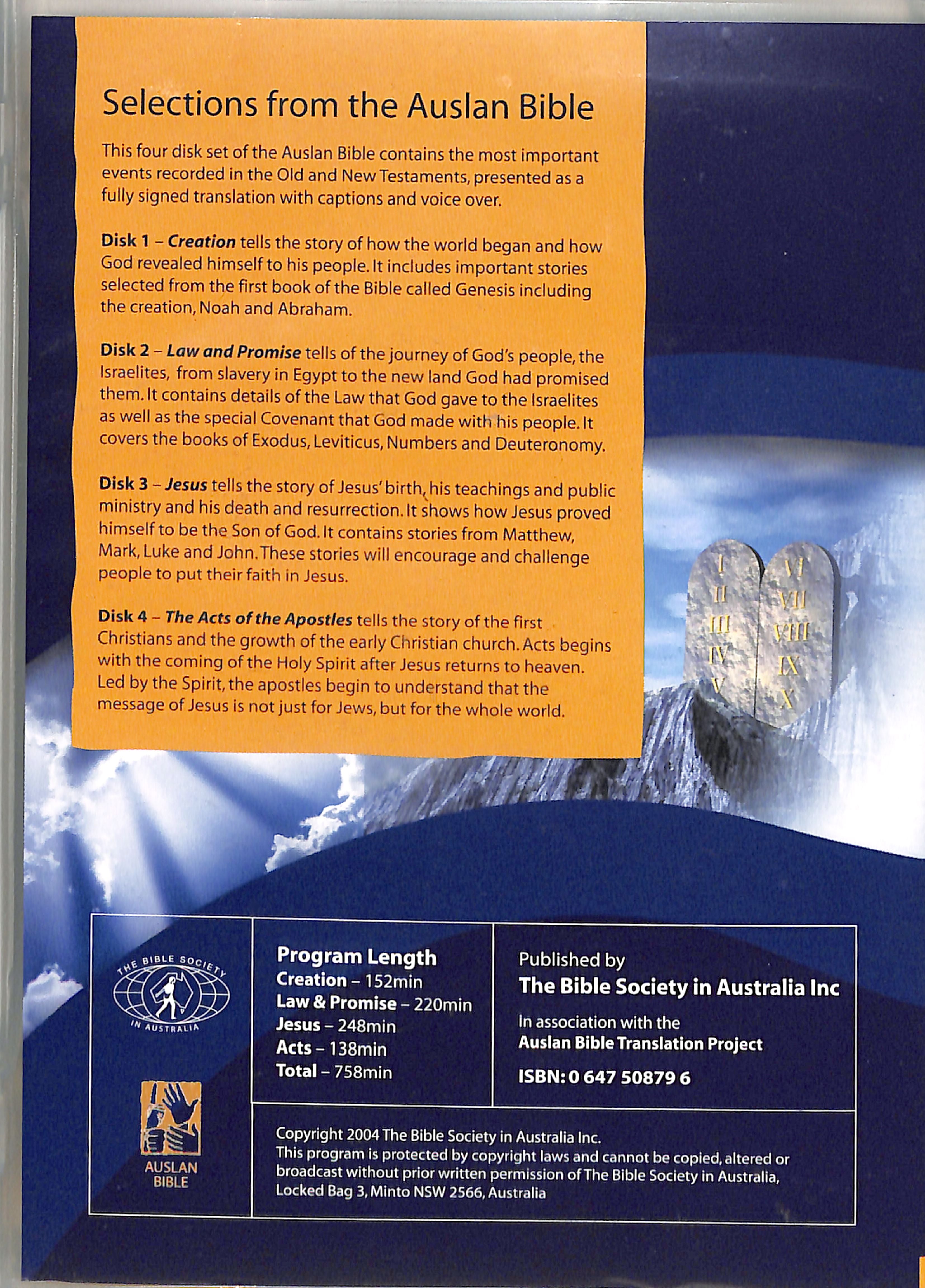 Auslan Bible Selections (4 Dvds)