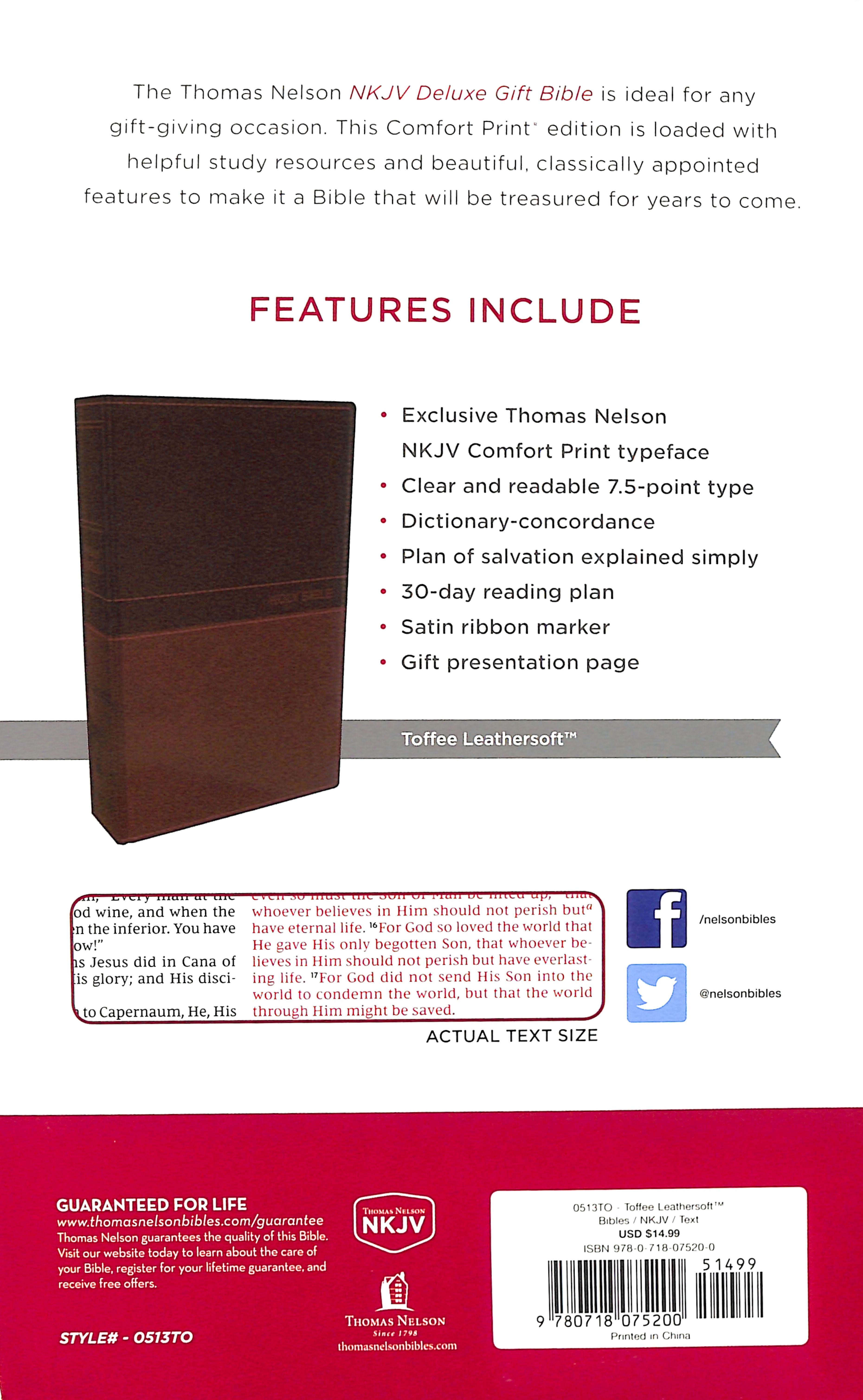 NKJV Deluxe Gift Bible Tan Red Letter Edition