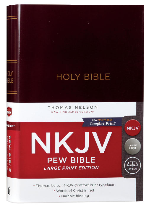 NKJV Pew Bible Large Print Burgundy (Red Letter Edition)