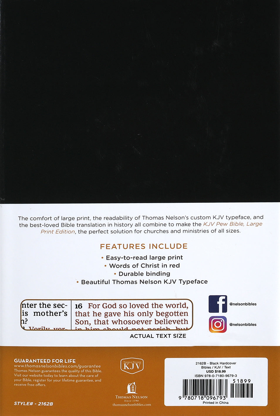 KJV Pew Bible Large Print Black (Red Letter Edition)
