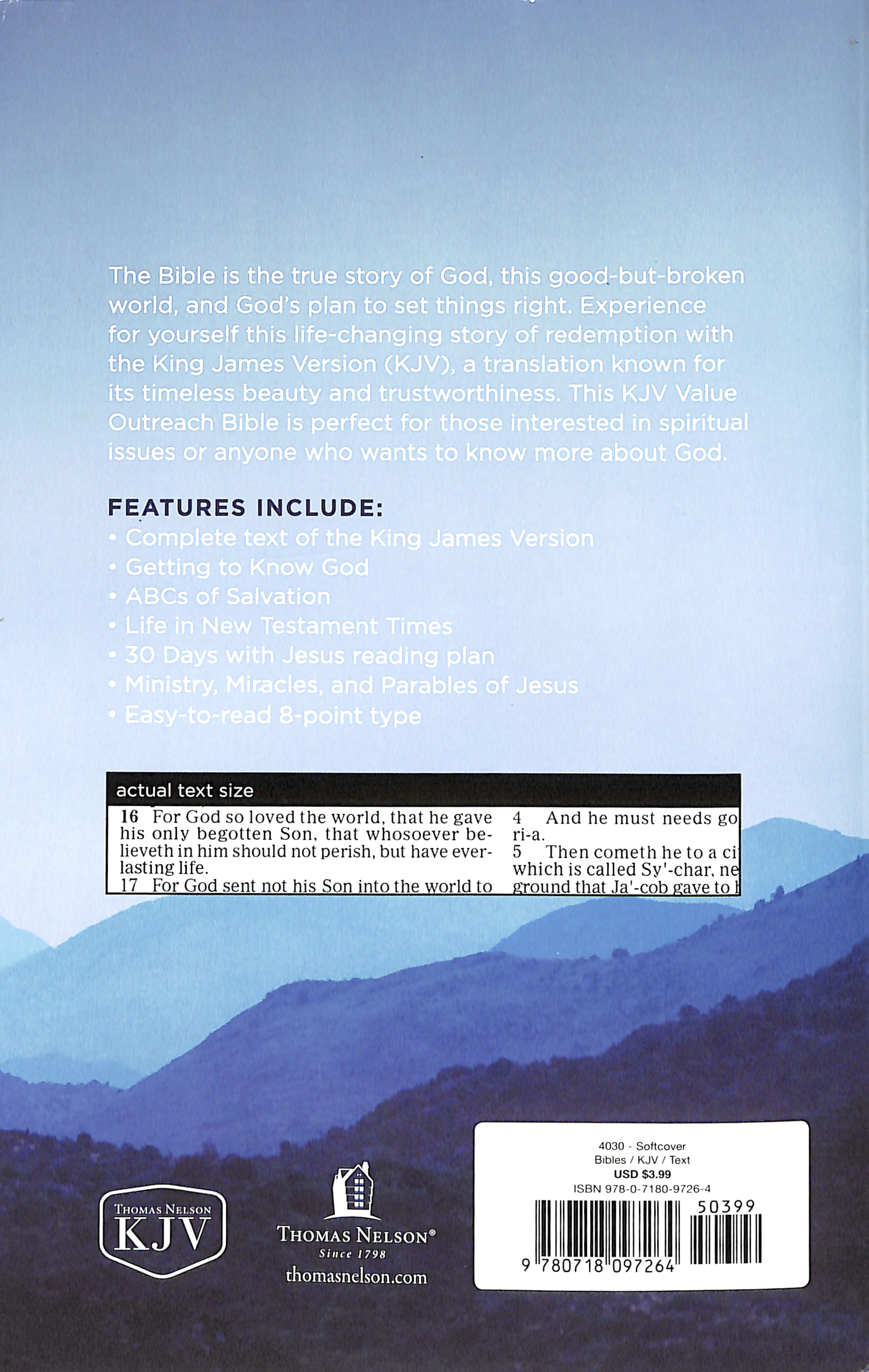 KJV Value Outreach Bible Blue Scenic