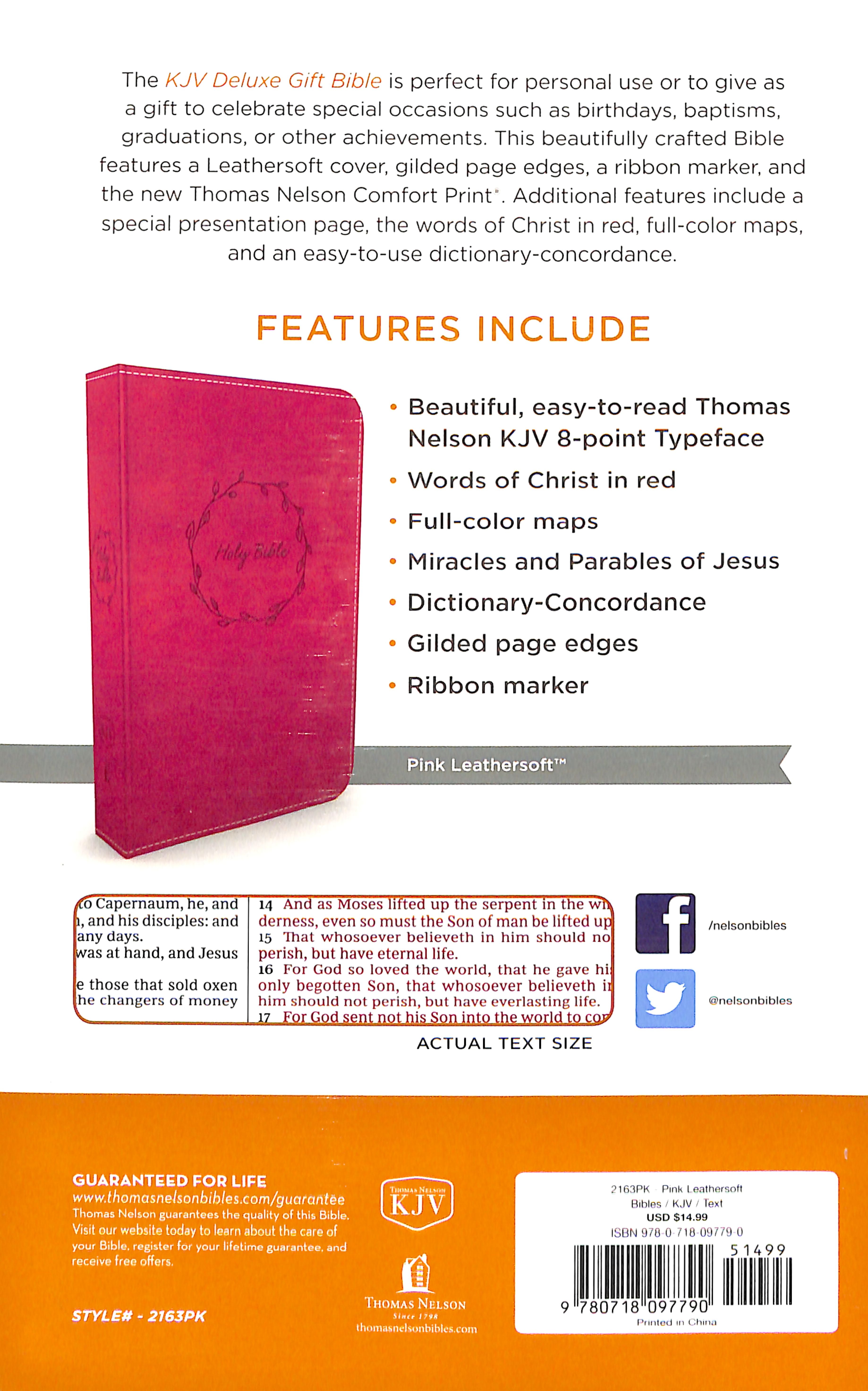 KJV Deluxe Gift Bible Pink (Red Letter Edition)