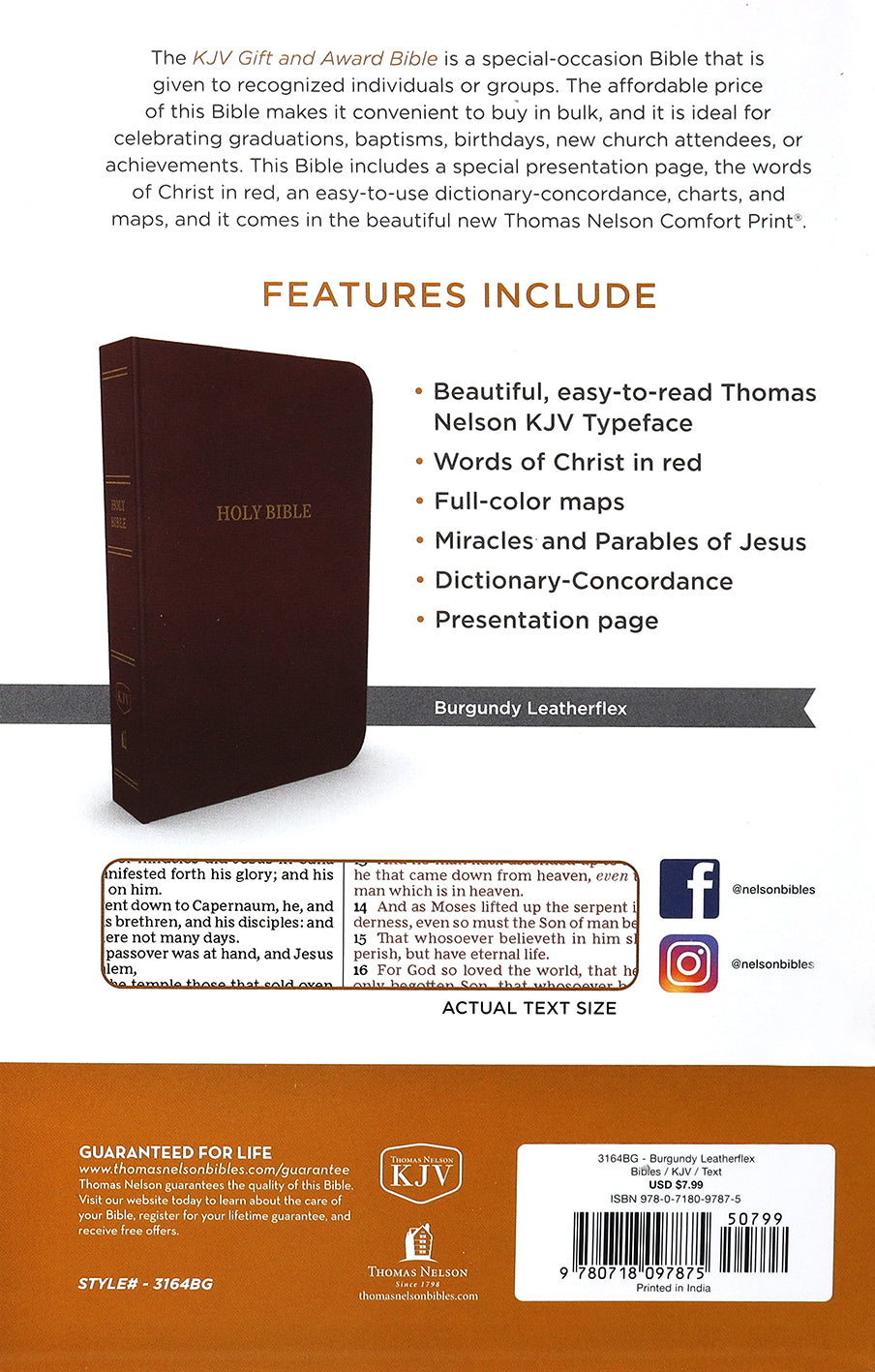 KJV Gift and Award Bible Burgundy (Red Letter Edition)