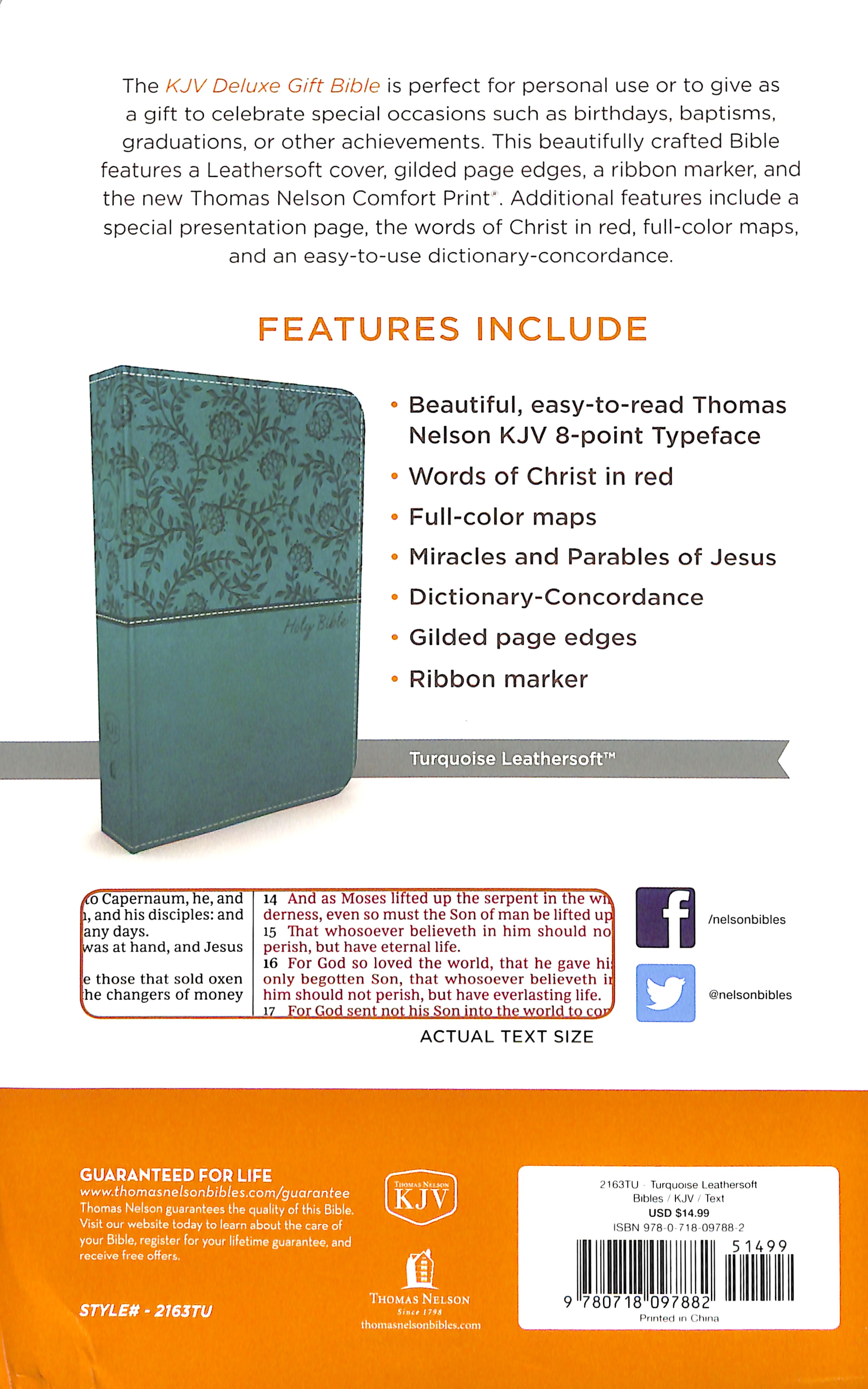 KJV Deluxe Gift Bible Turquoise (Red Letter Edition)