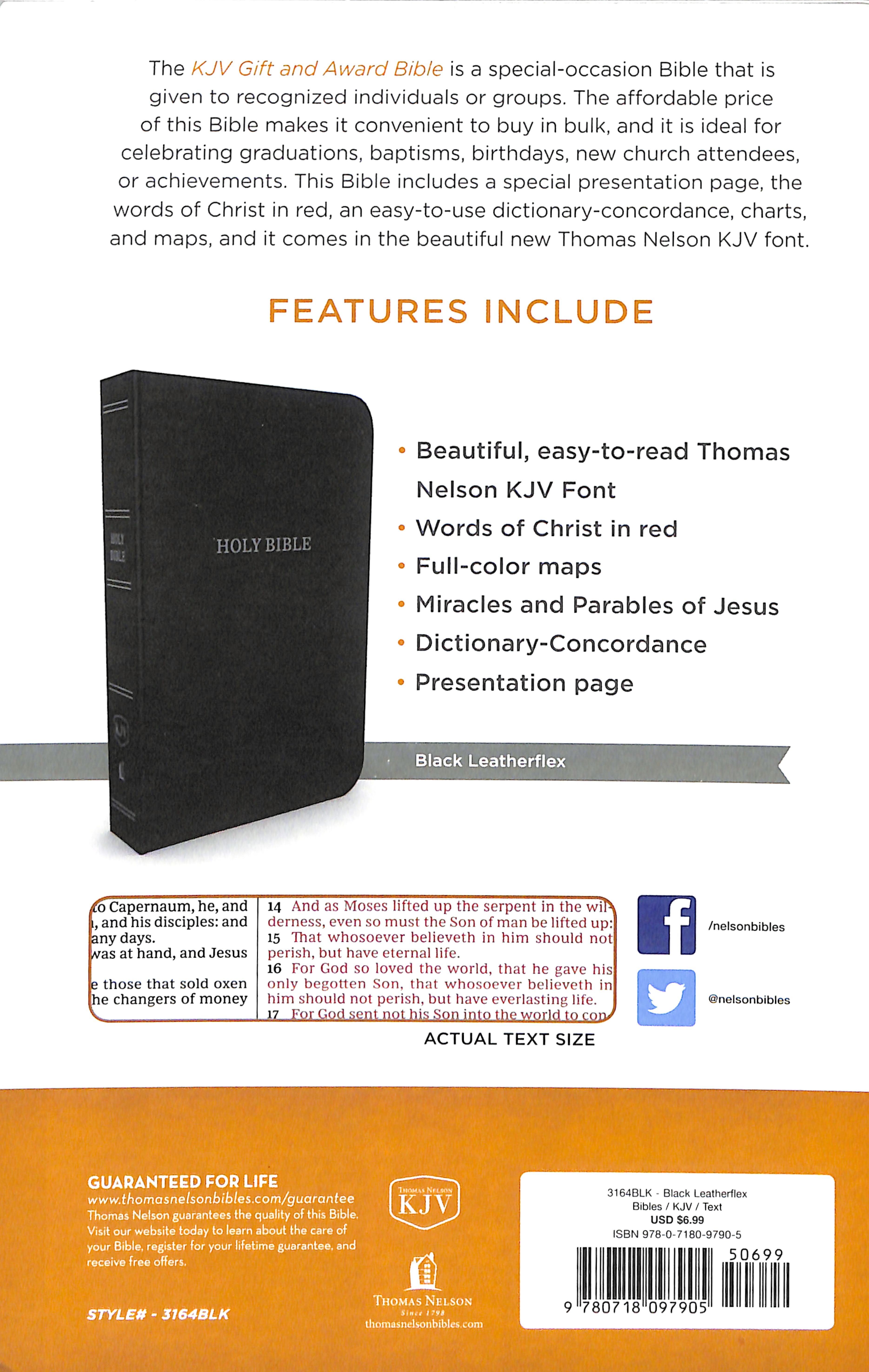 KJV Gift and Award Bible Black (Red Letter Edition)
