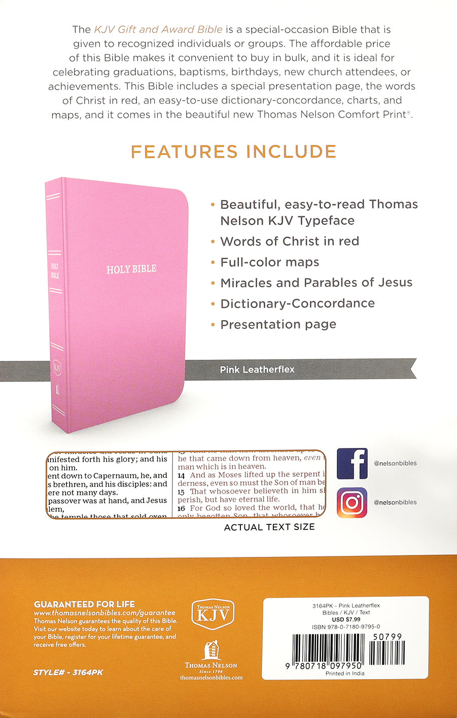 KJV Gift and Award Bible Pink (Red Letter Edition)