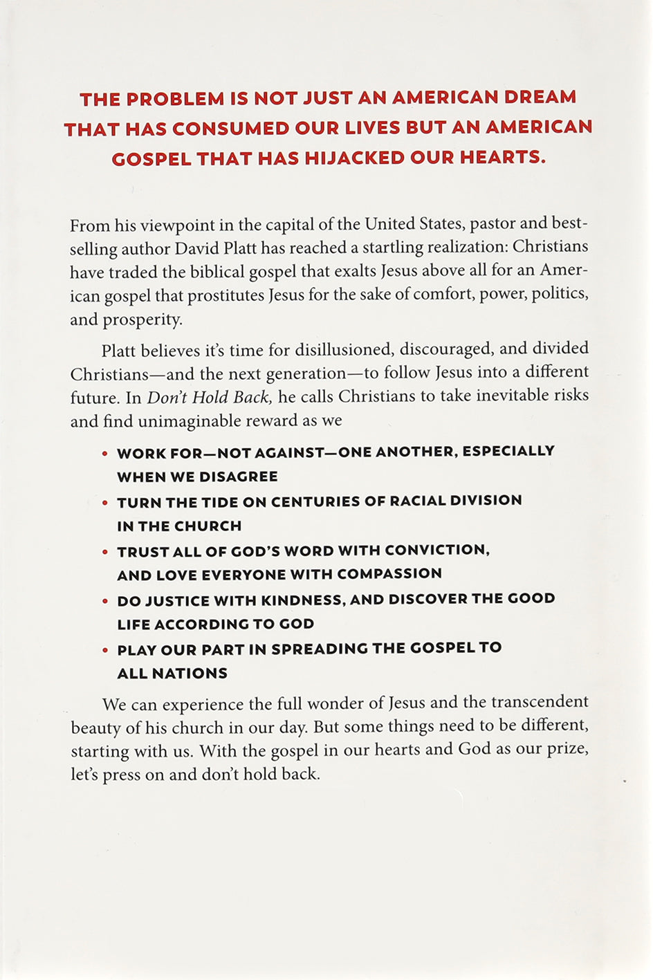 Don't Hold Back: Leaving Behind the American Gospel to Follow Jesus Fully