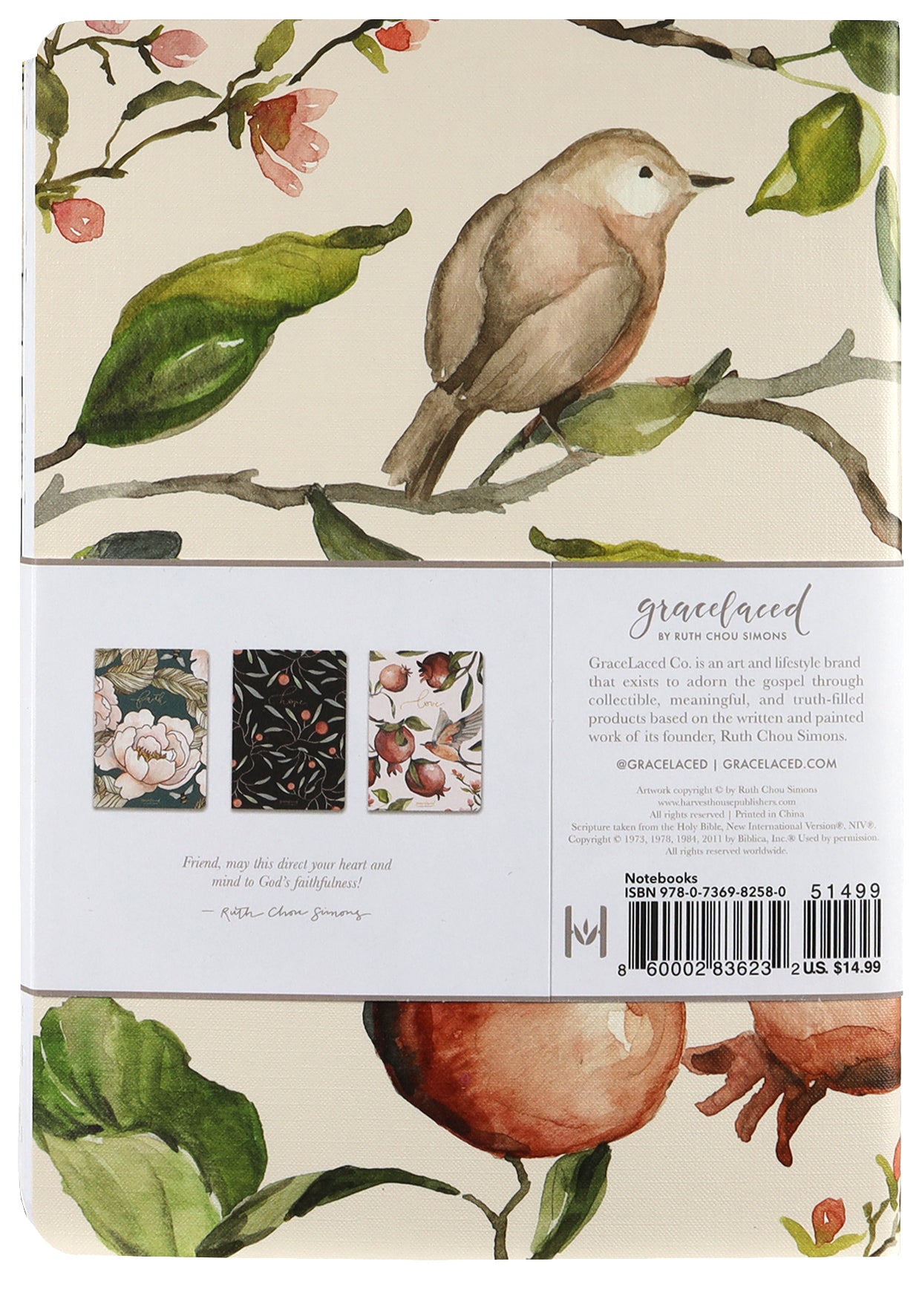 Notebook: Gracelaced: Faith, Hope, Love (Set Of 3)