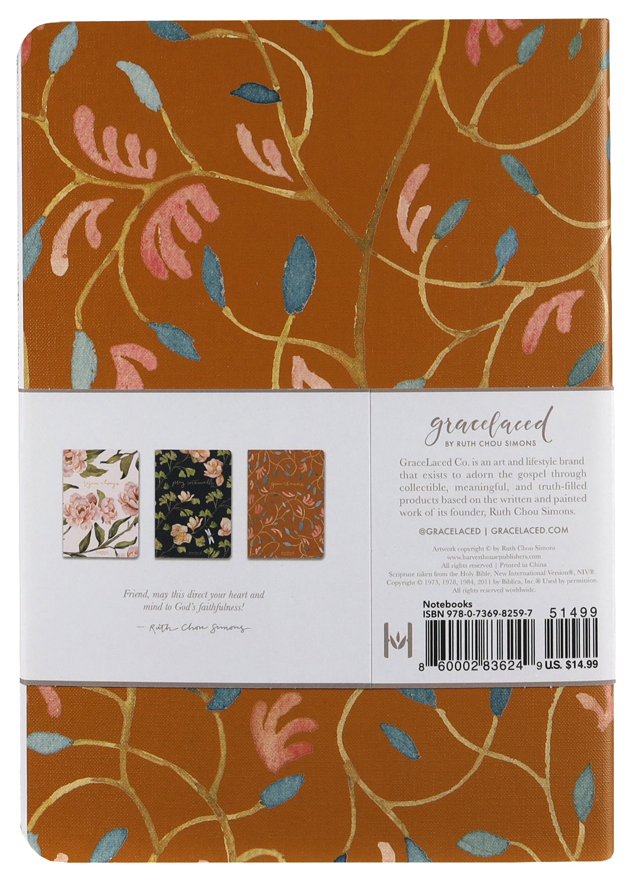 Notebook: Gracelaced: Rejoice, Pray, Give (Set Of 3)