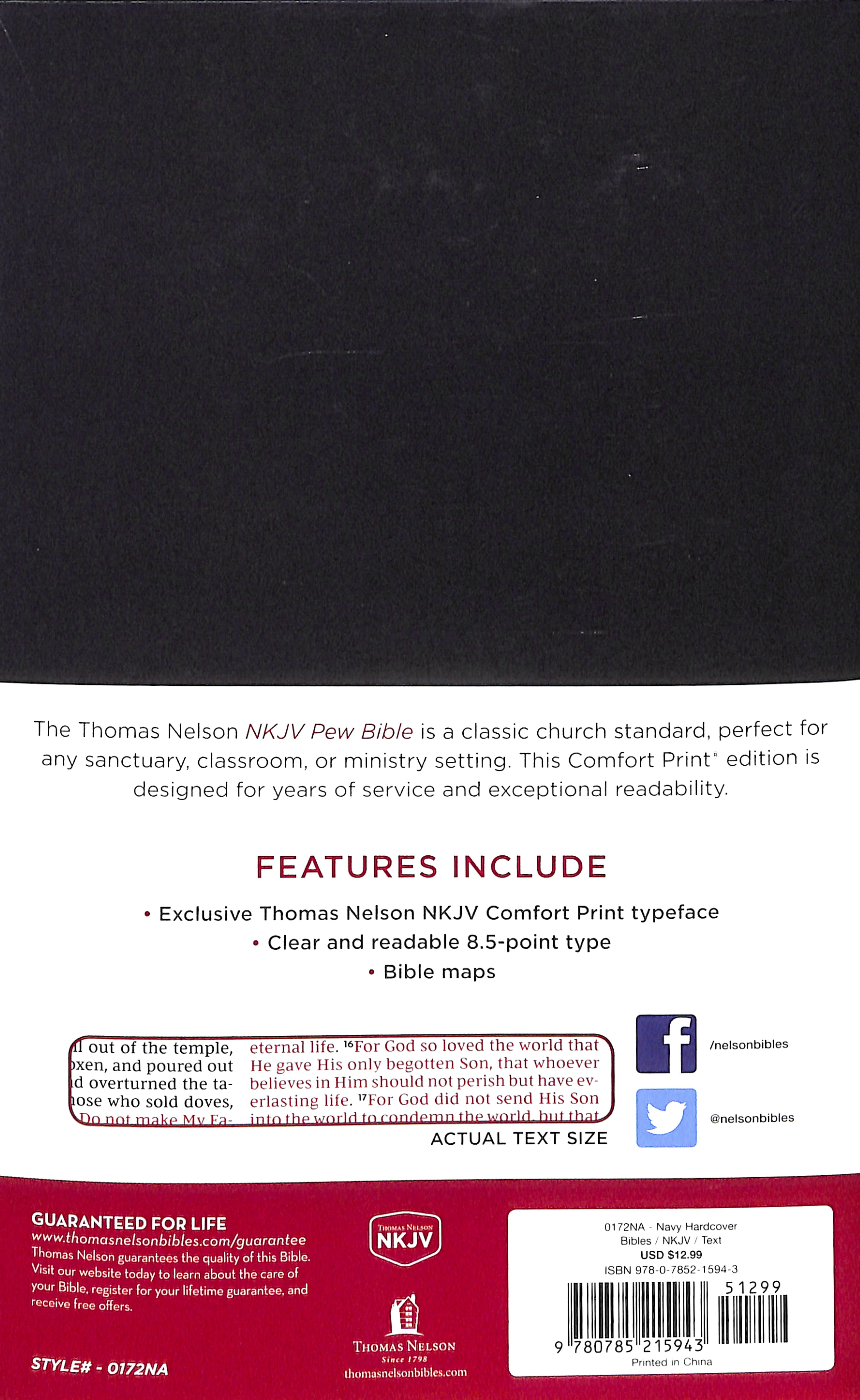 NKJV Pew Bible Blue (Red Letter Edition)