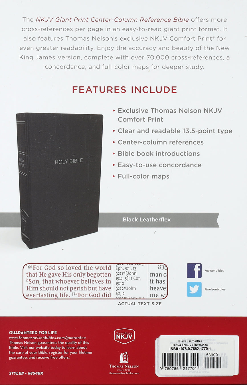 NKJV Reference Bible Giant Print Black Indexed (Red Letter Edition)