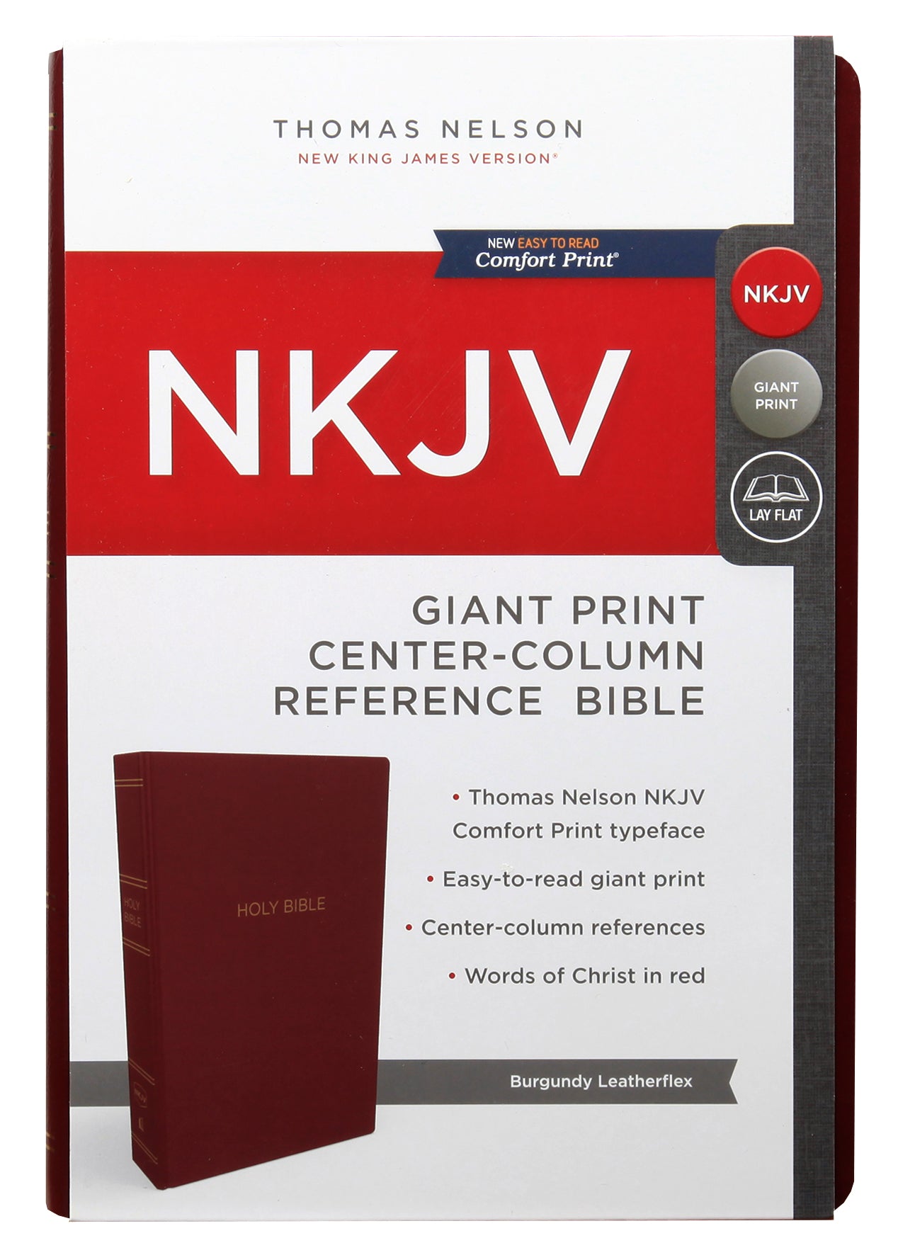 NKJV Reference Bible Giant Print Burgundy Indexed (Red Letter Edition)
