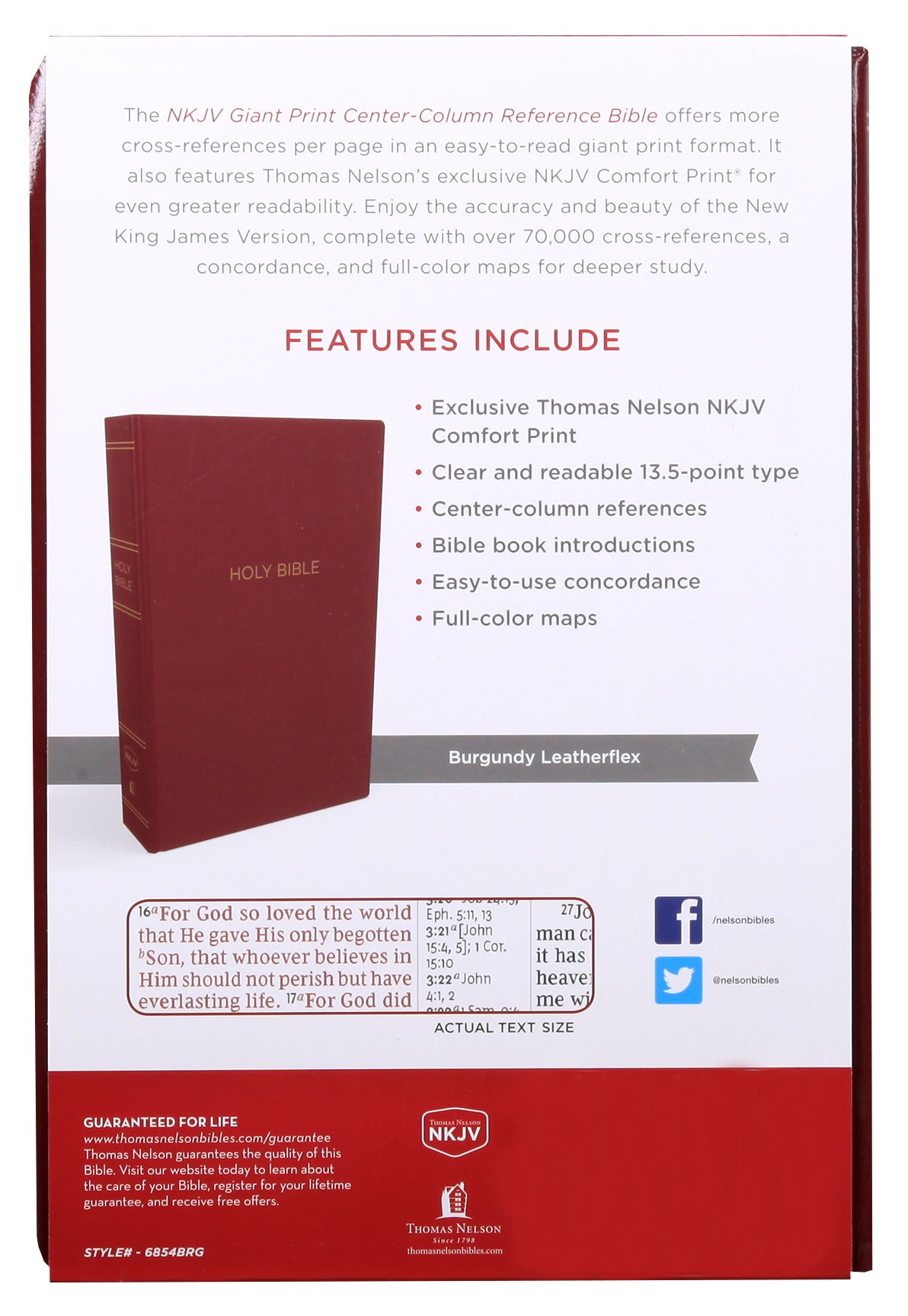 NKJV Reference Bible Giant Print Burgundy Indexed (Red Letter Edition)