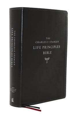 NASB Charles F Stanley Life Principles Bible Black Thumb Index (2nd Edition)