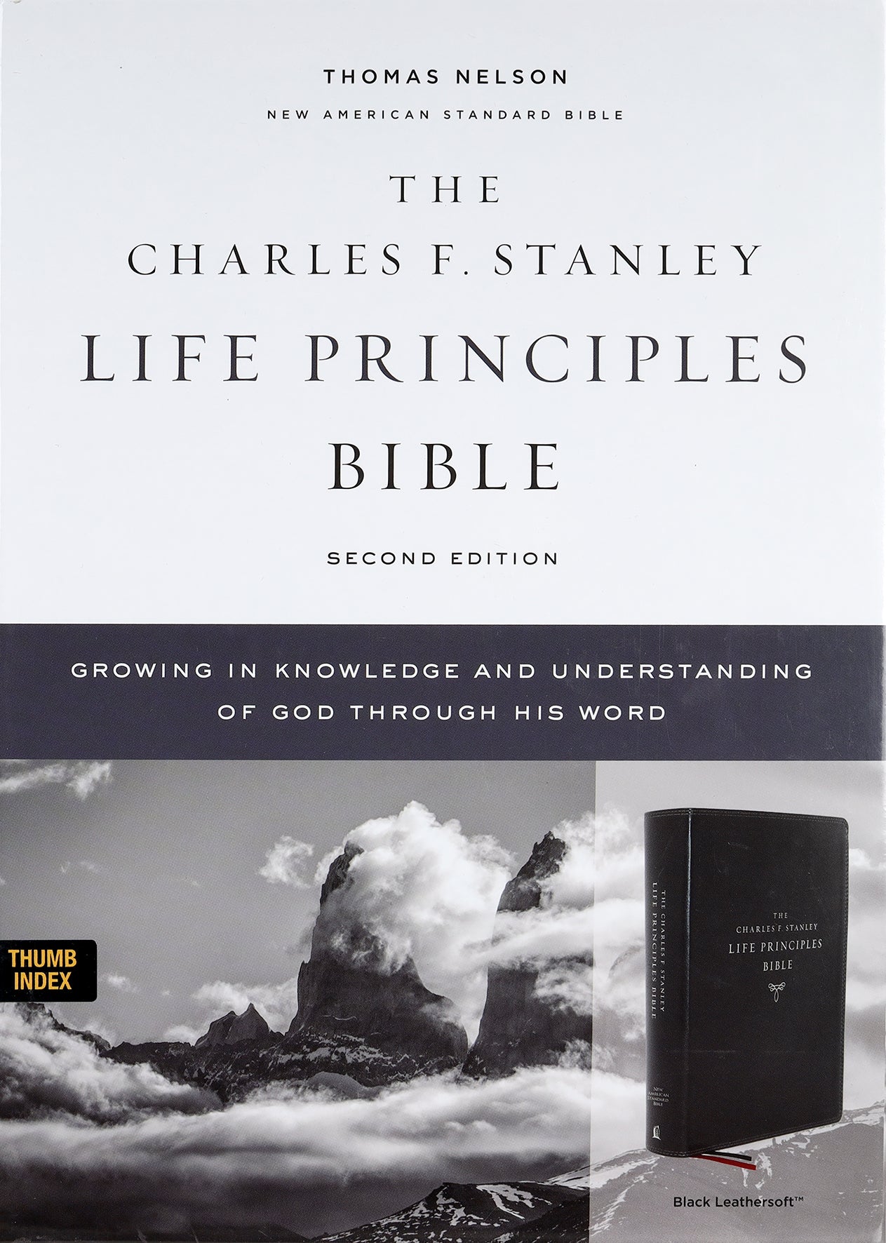 NASB Charles F Stanley Life Principles Bible Black Thumb Index (2nd Edition)