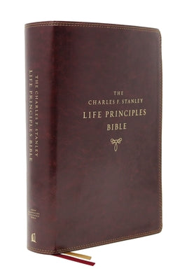 NASB Charles F Stanley Life Principles Bible Burgundy Thumb Index (2nd Edition)
